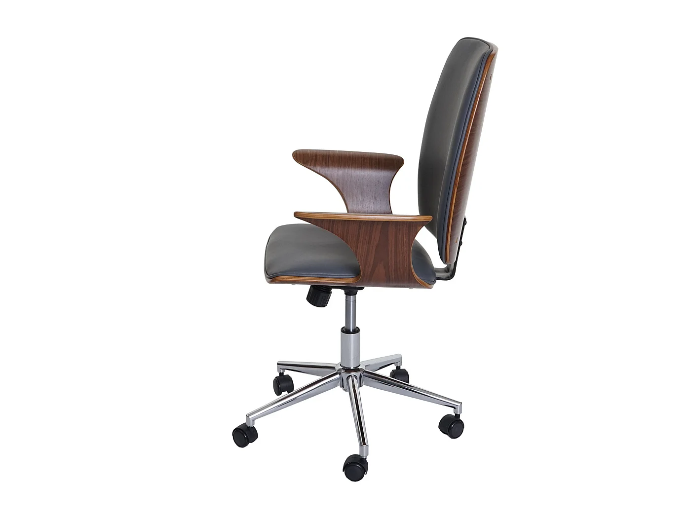 Chaise de bureau MCW-C54,  aspect noyer, revêtement gris