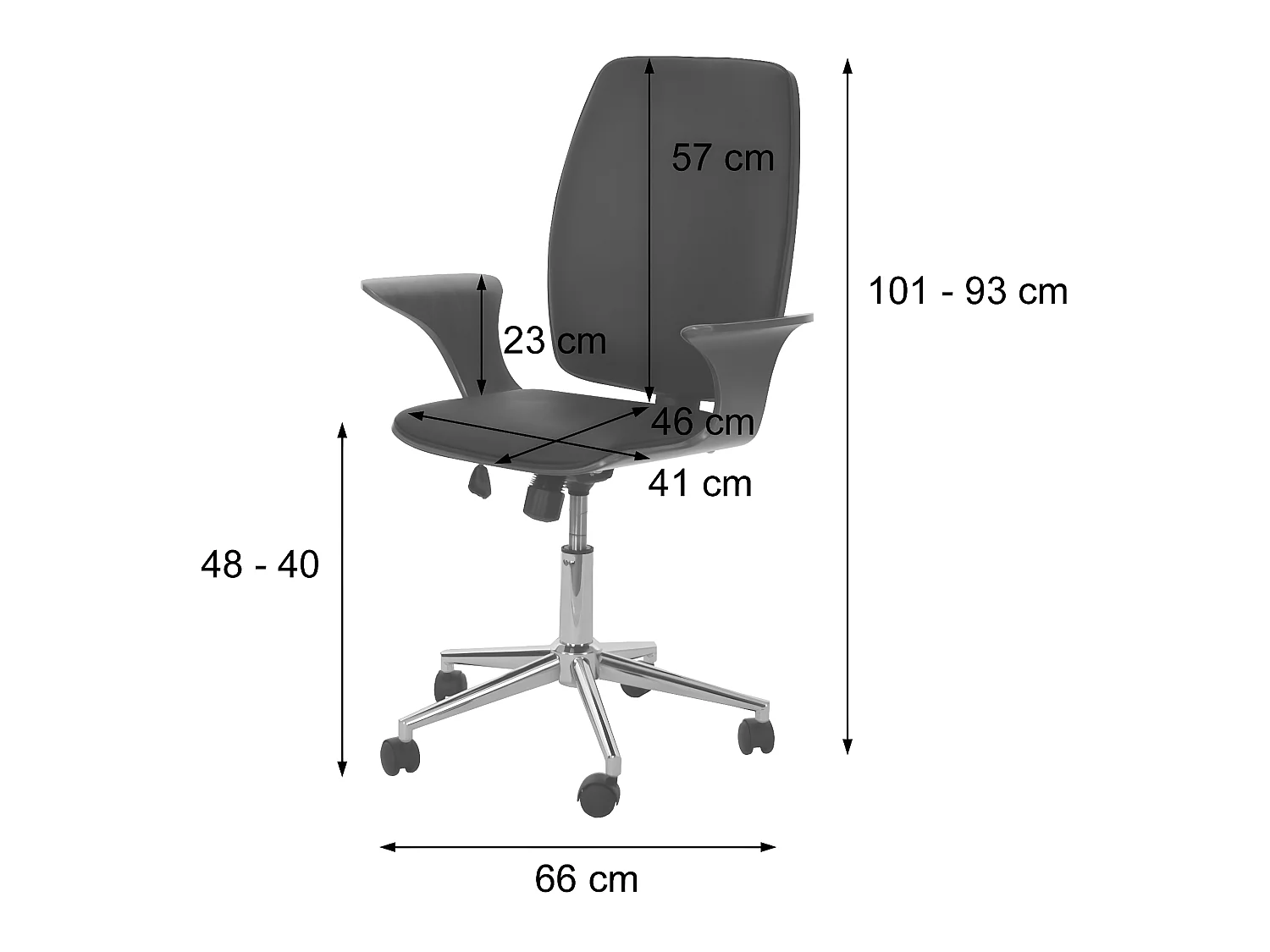 Chaise de bureau MCW-C54,  aspect noyer, revêtement gris