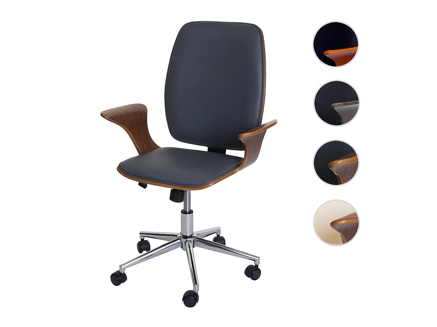 Chaise de bureau MCW-C54,  aspect noyer, revêtement gris