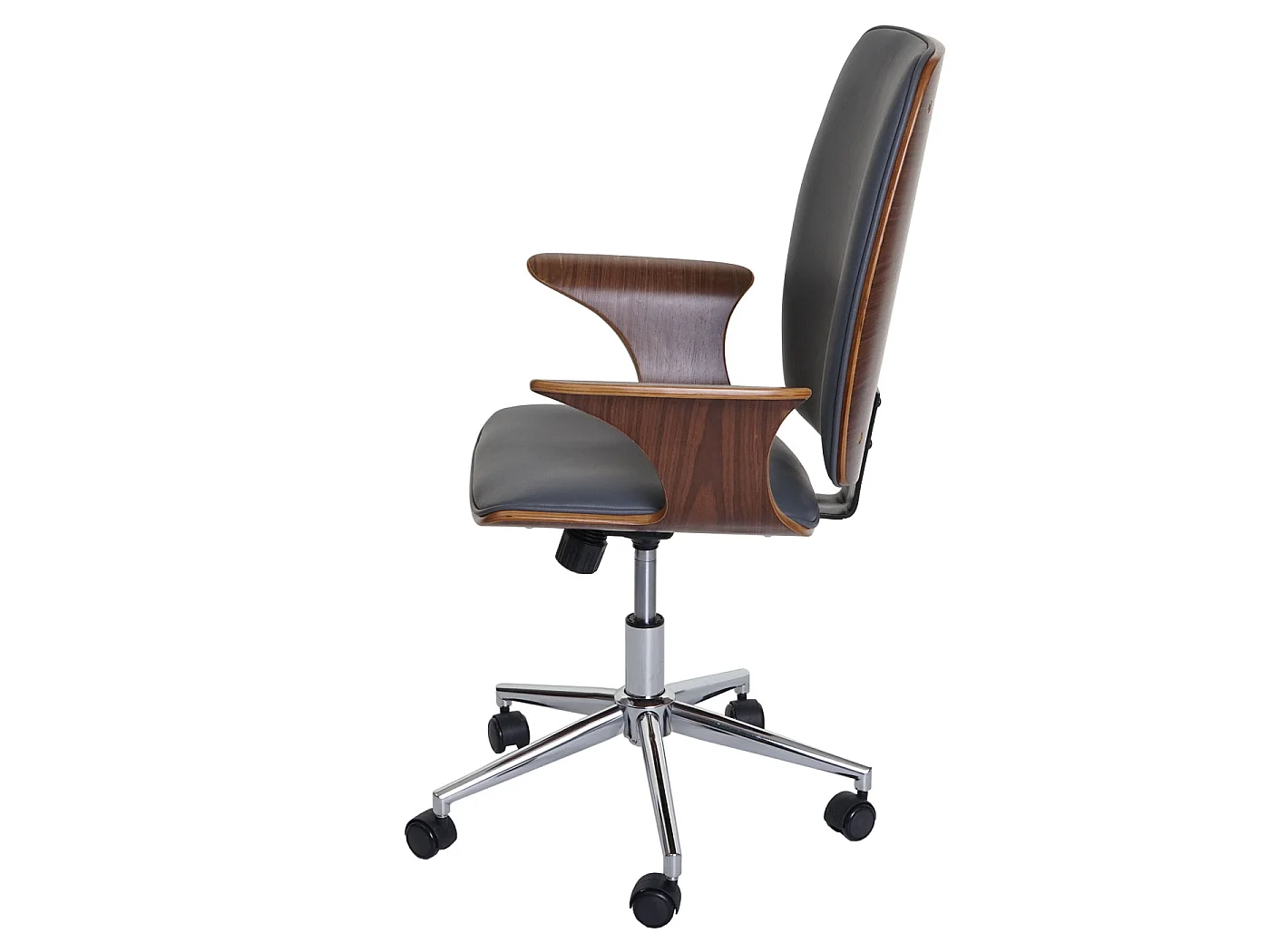 Chaise de bureau MCW-C54,  aspect noyer, revêtement gris