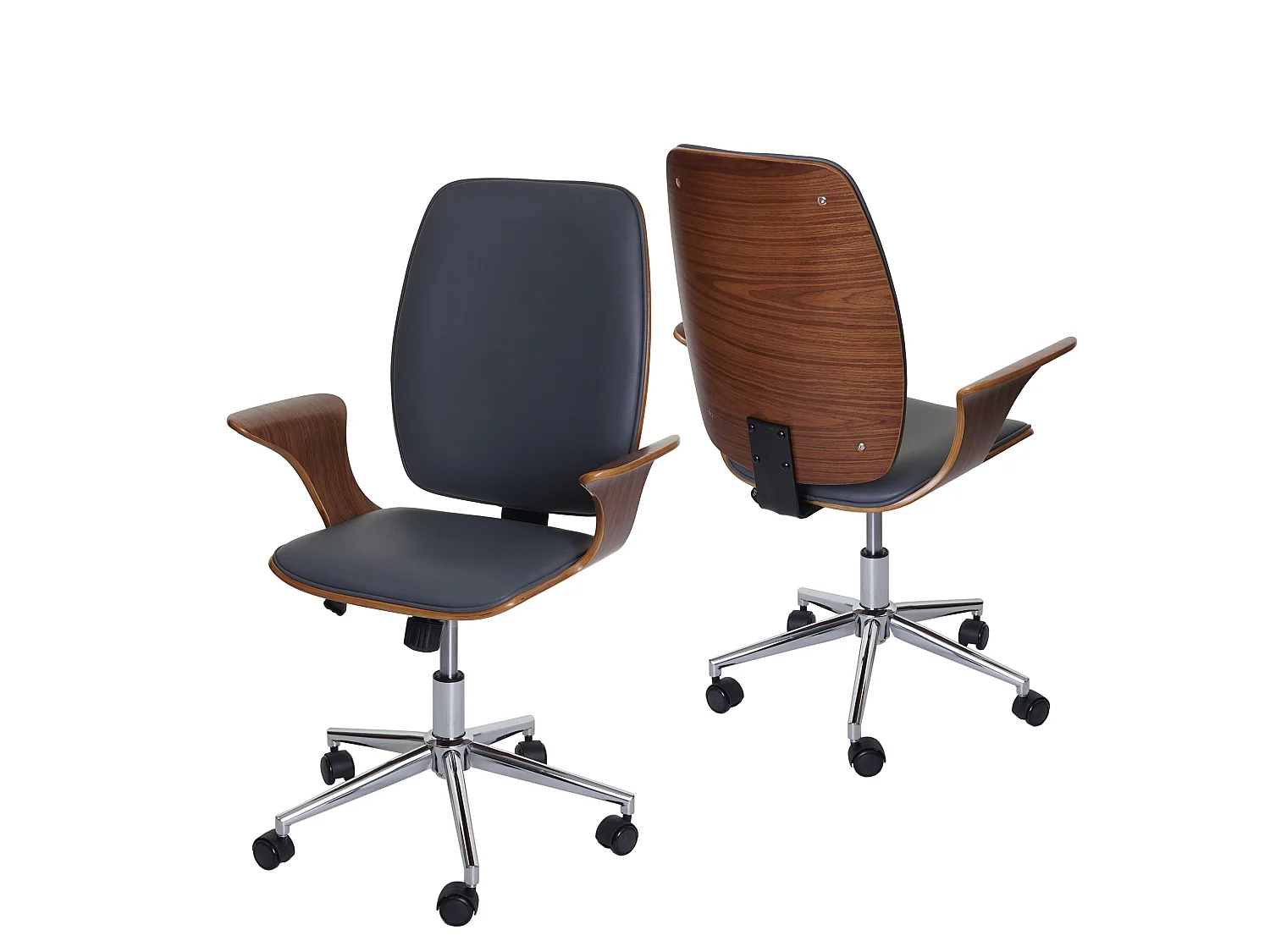 Bureaustoel MCW-C54,  walnoot look, grijze bekleding