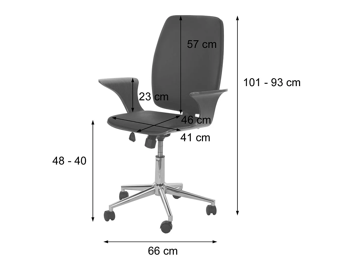 Bureaustoel MCW-C54,  walnoot look, grijze bekleding