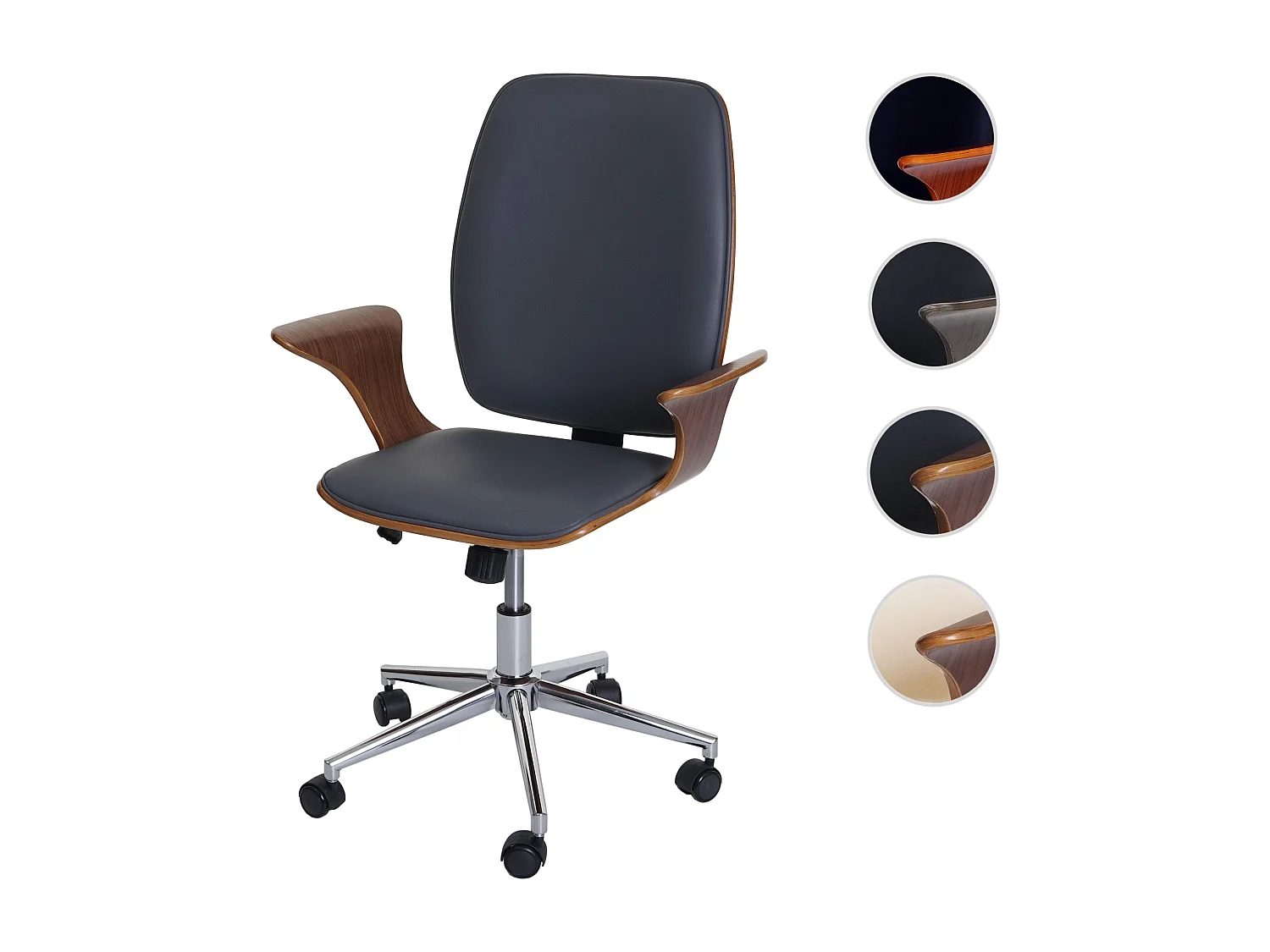 Bureaustoel MCW-C54,  walnoot look, grijze bekleding