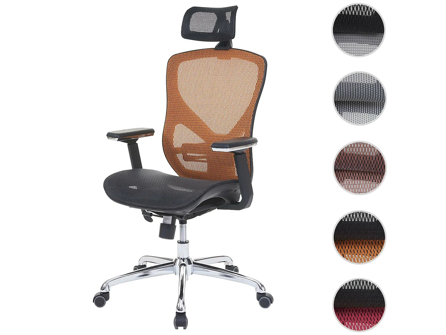 Bureaustoel MCW-A61,  zwart/oranje