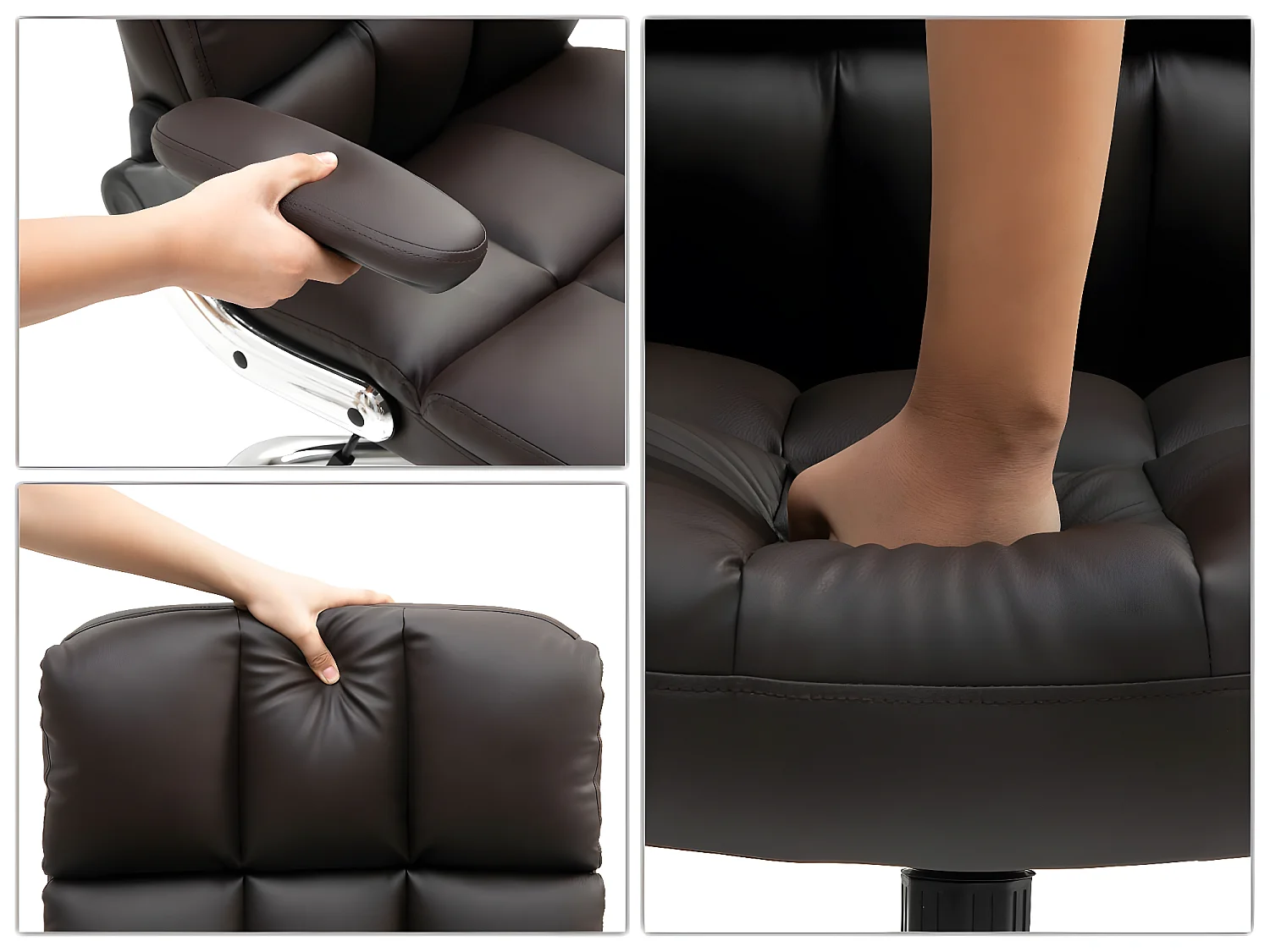 Silla de oficina MCW-J21,  imitación de cuero marrón