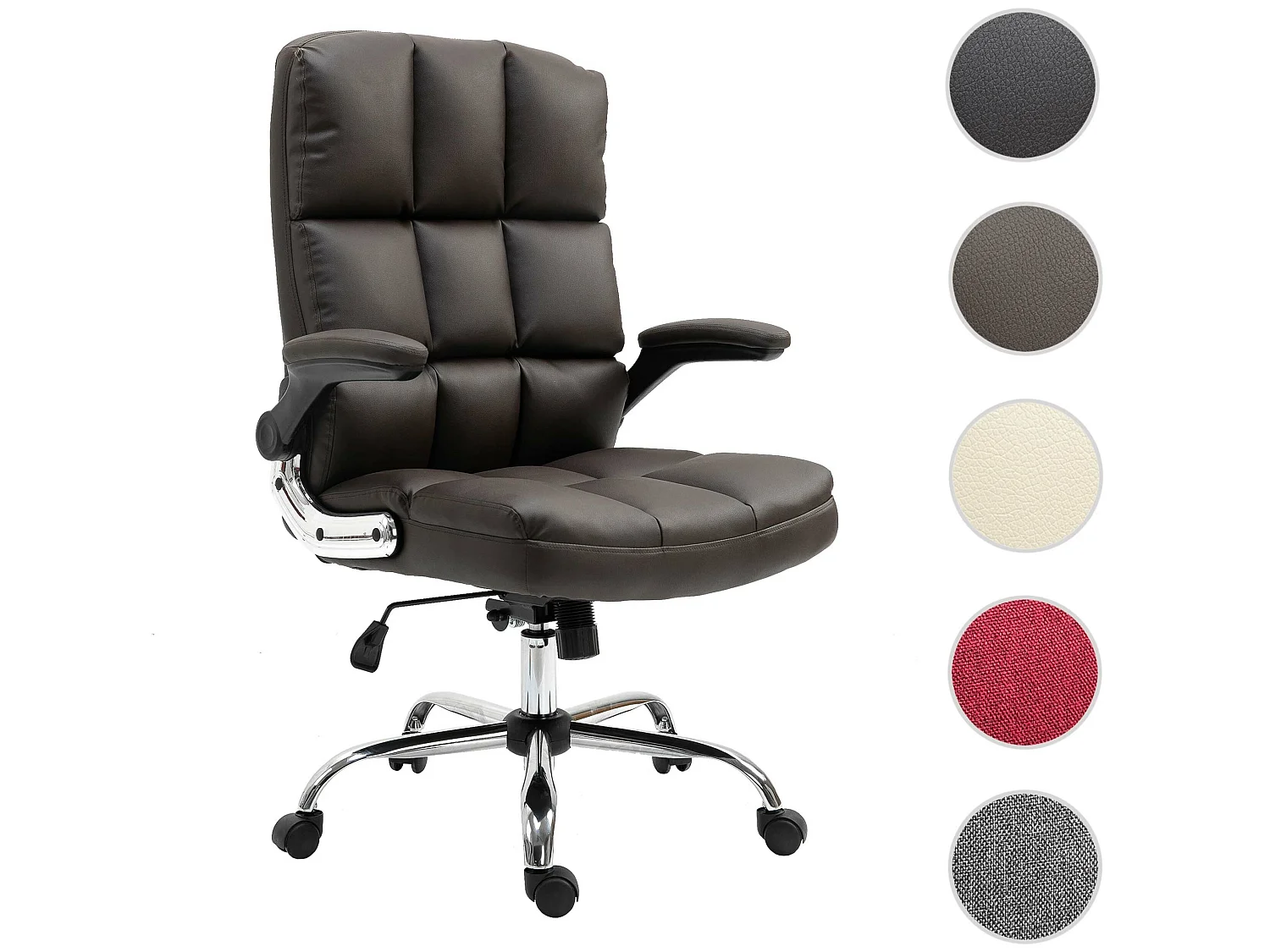 Silla de oficina MCW-J21,  imitación de cuero marrón