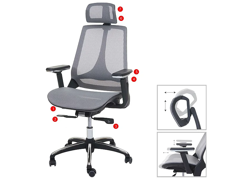 Chaise de bureau MCW-A59,  gris/gris