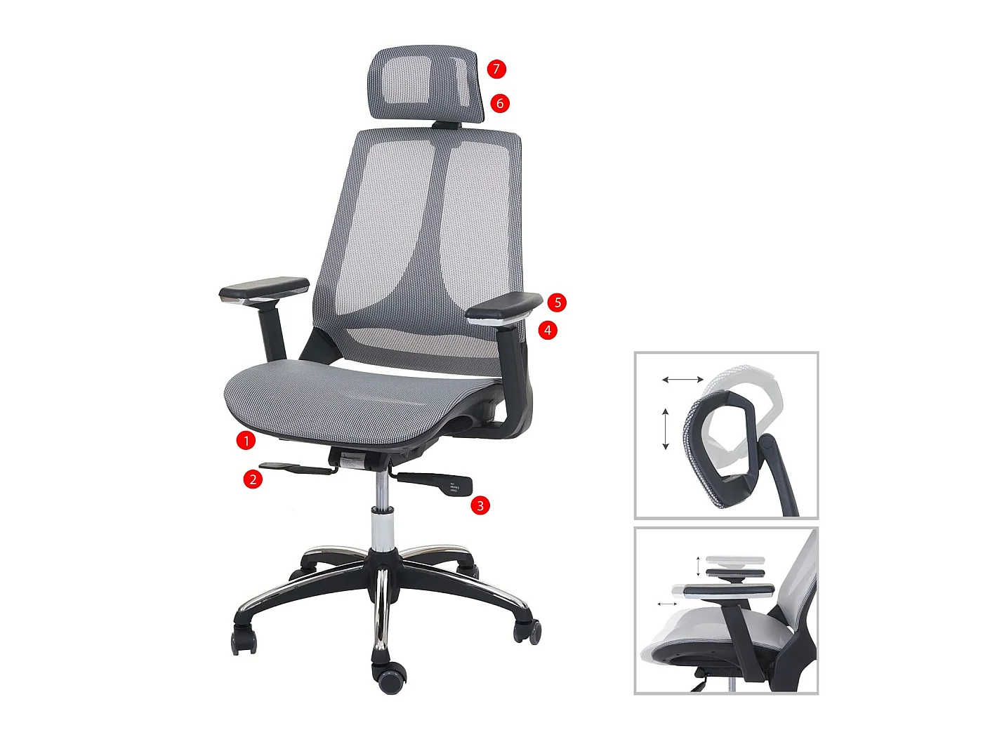 Chaise de bureau MCW-A59,  gris/gris