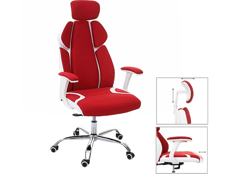 Silla de oficina MCW-F12,  rojo/blanco