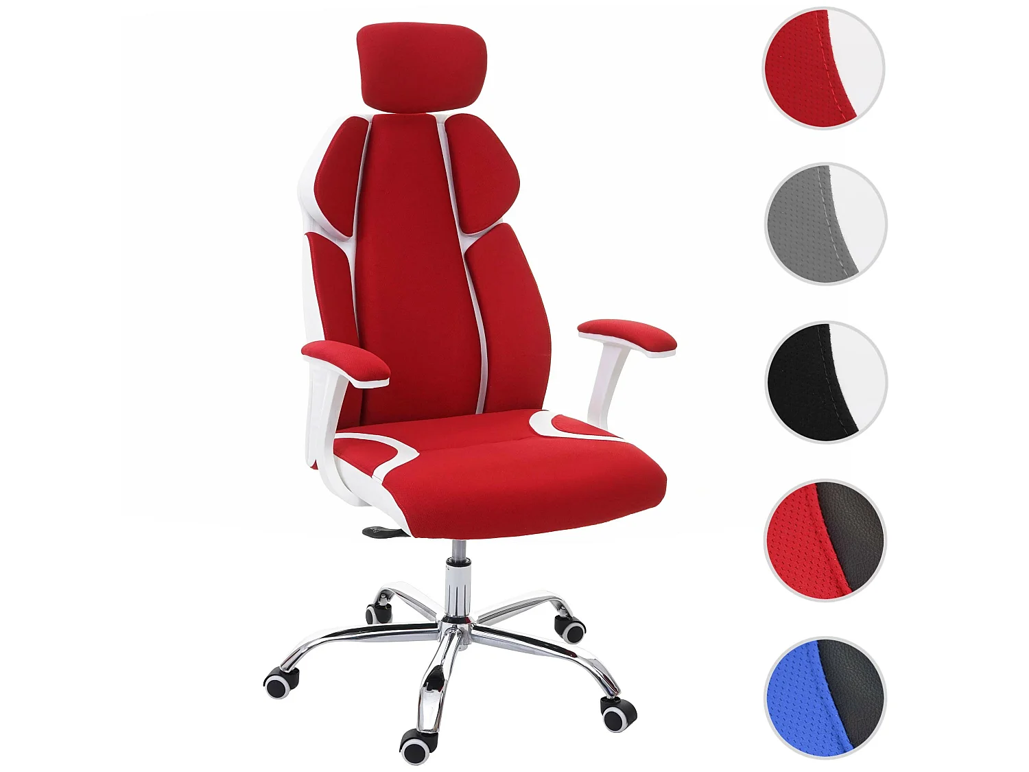 Silla de oficina MCW-F12,  rojo/blanco
