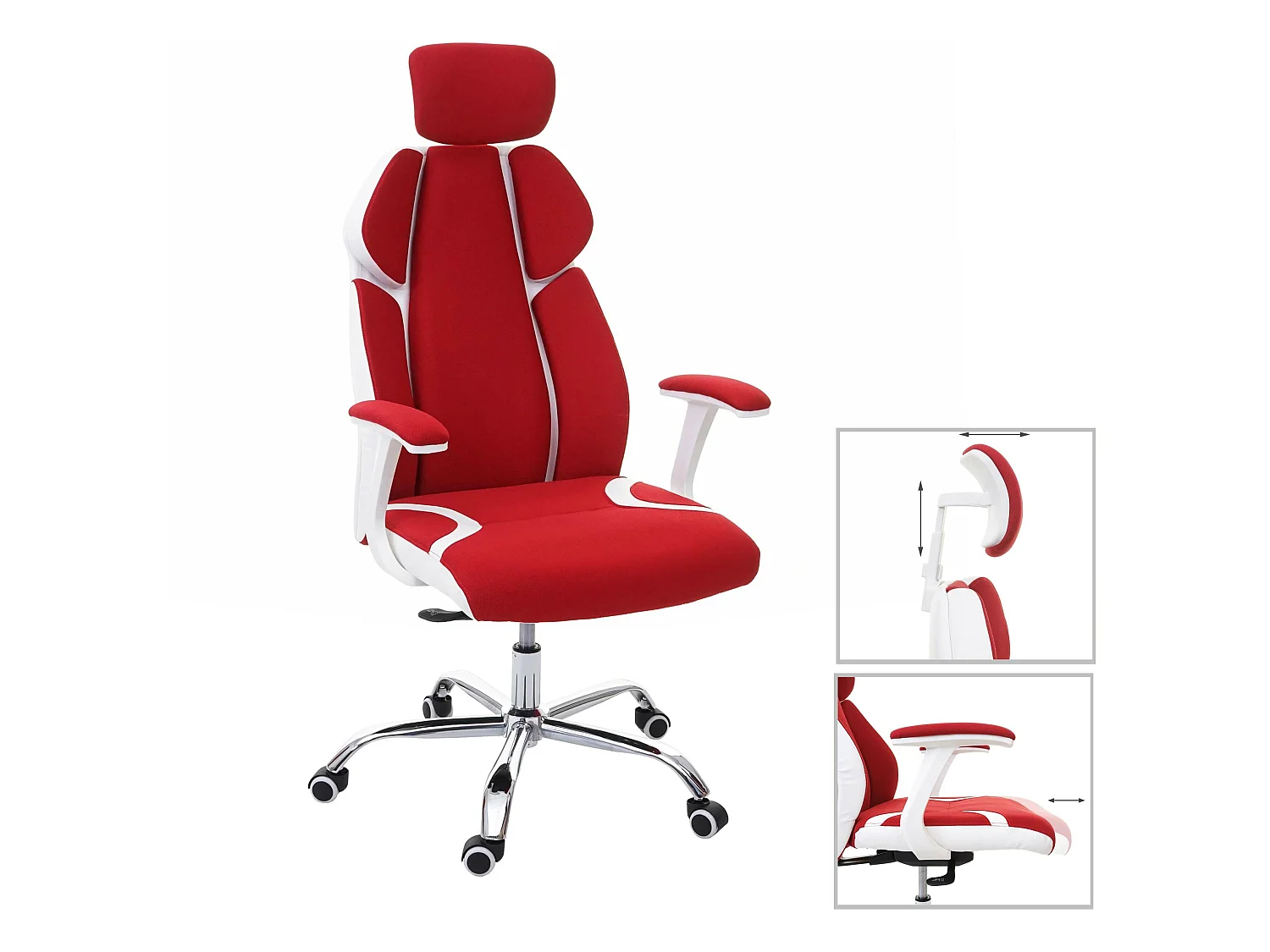 Chaise de bureau MCW-F12,  rouge/blanc