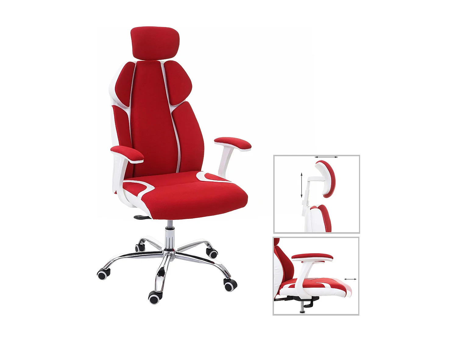 Krzesło biurowe MCW-F12,  czerwony/biały