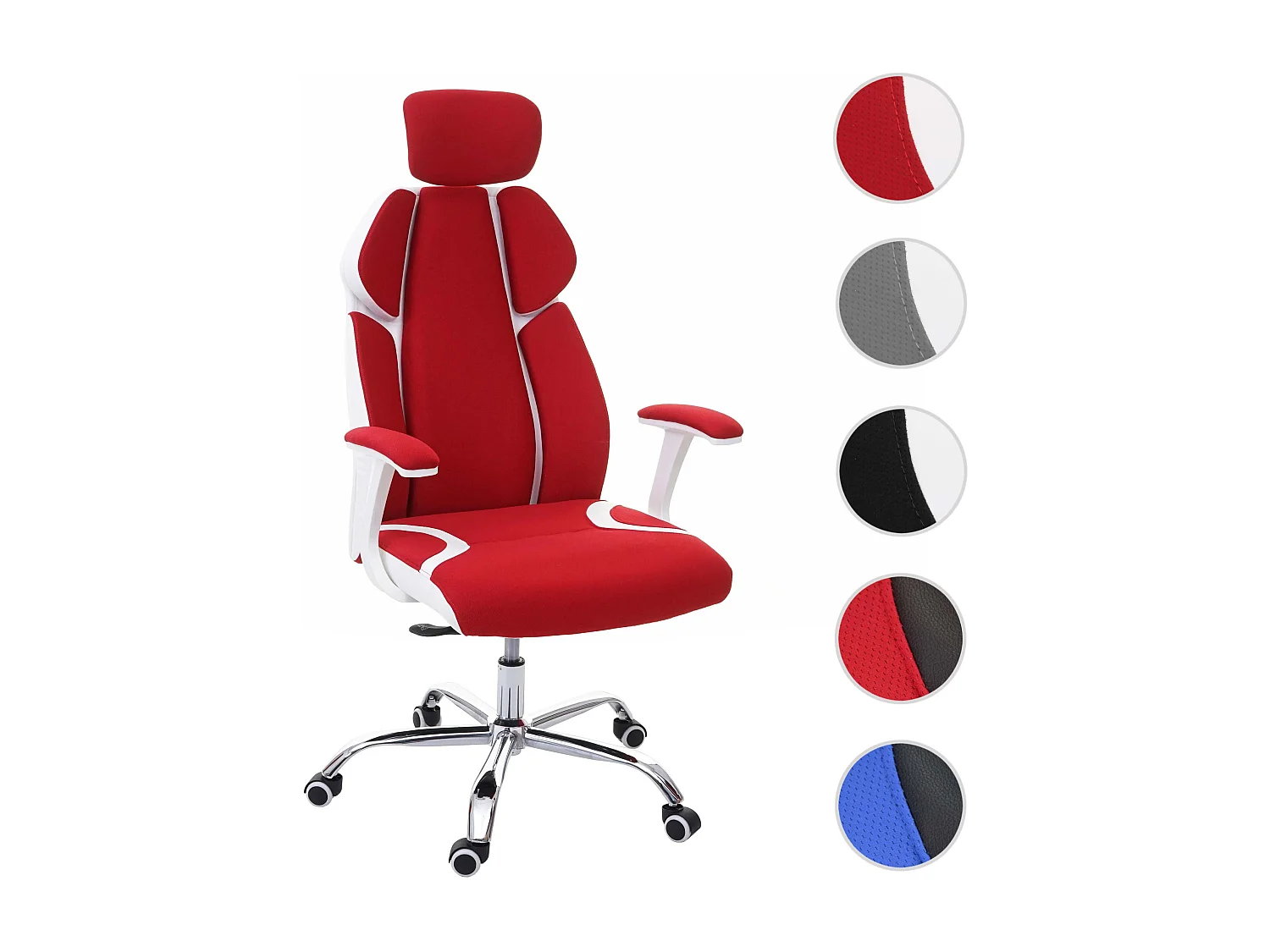 Krzesło biurowe MCW-F12,  czerwony/biały