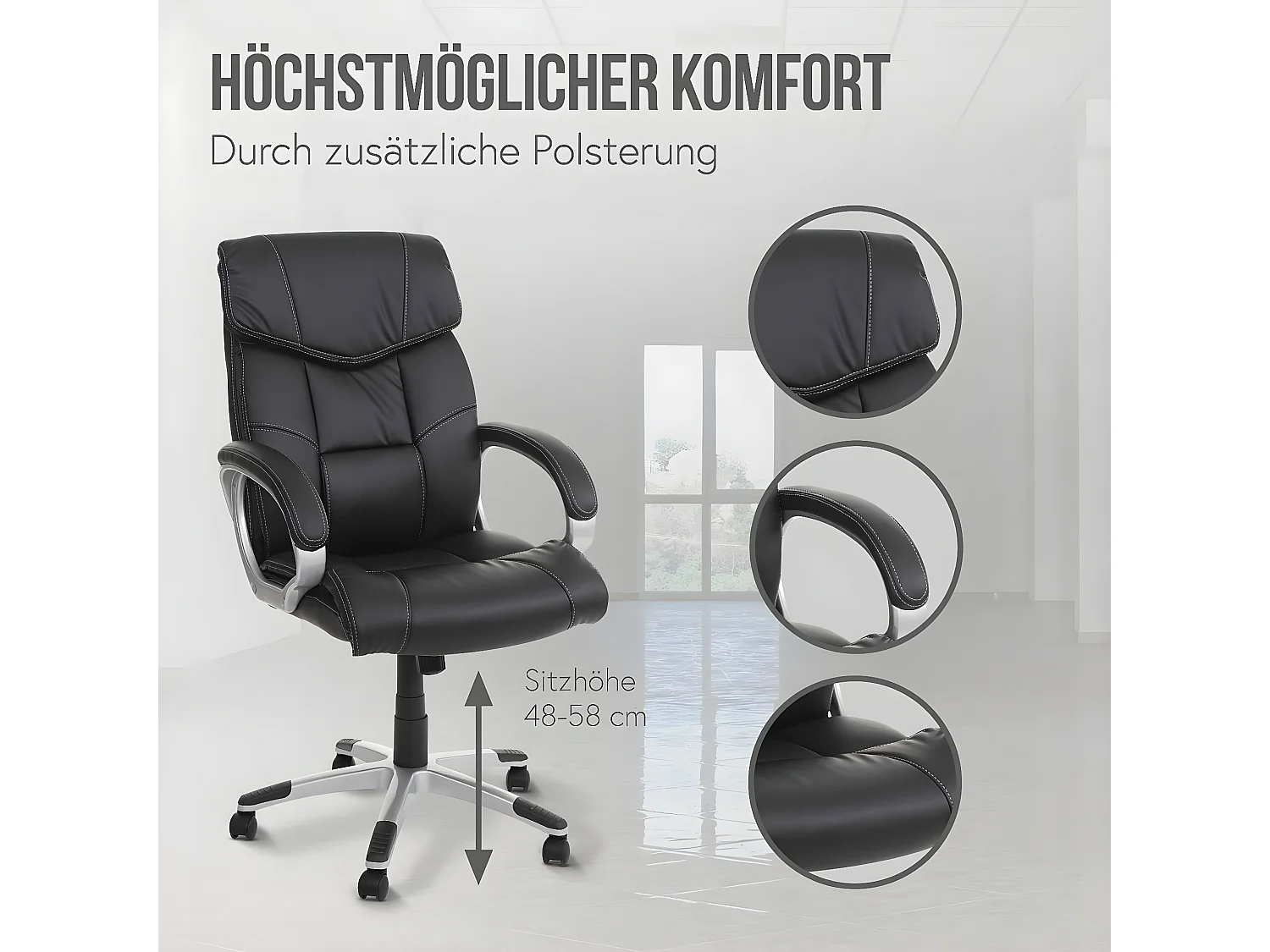 Silla de oficina MCW-A71,  negro