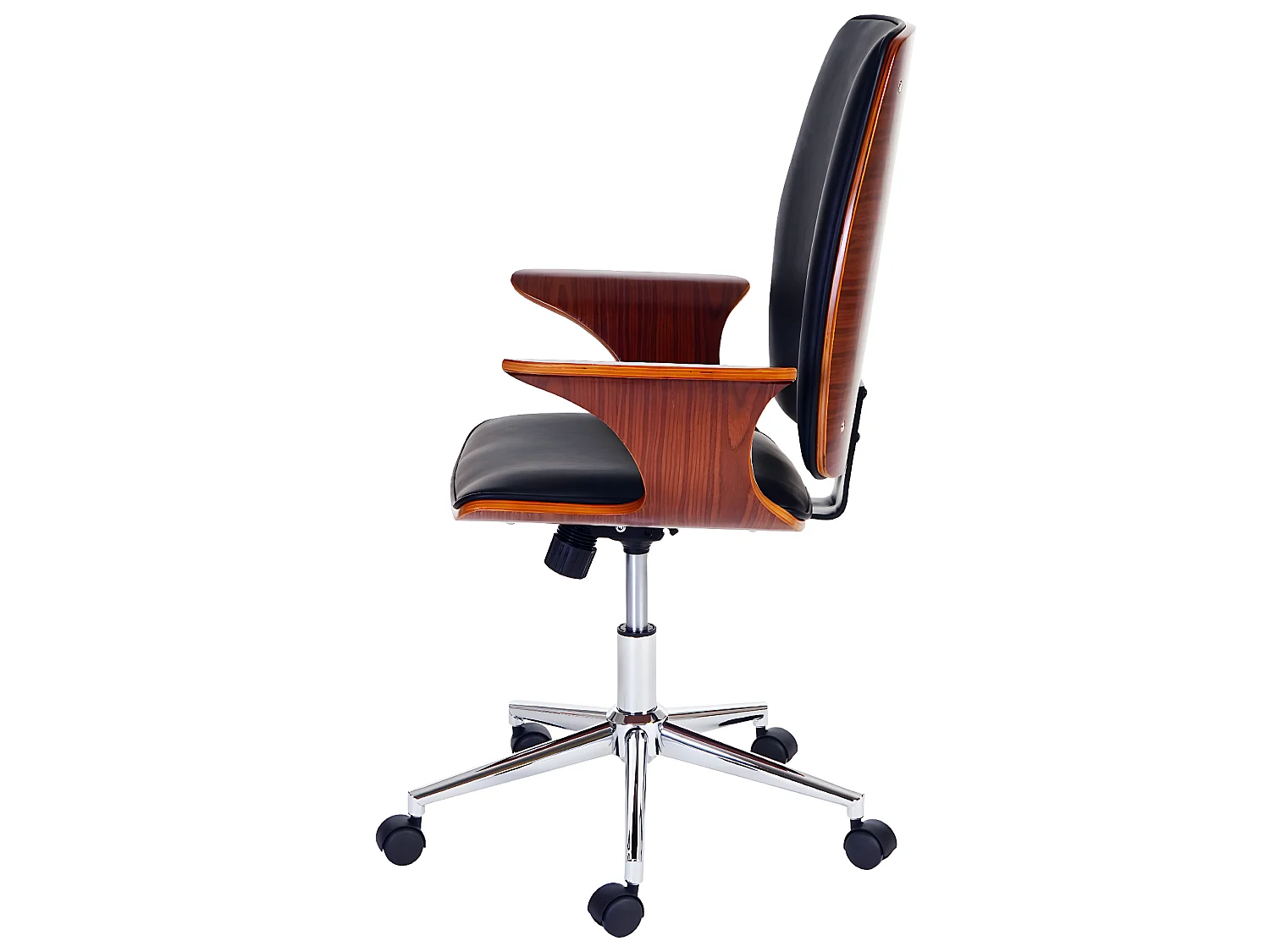 Bürostuhl MCW-C54, Walnuss-Optik, Bezug schwarz