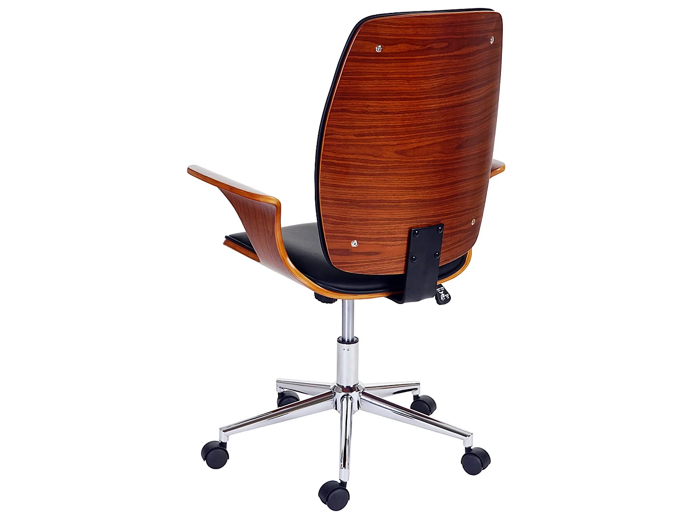 Chaise de bureau MCW-C54,  bois courbé, similicuir noir