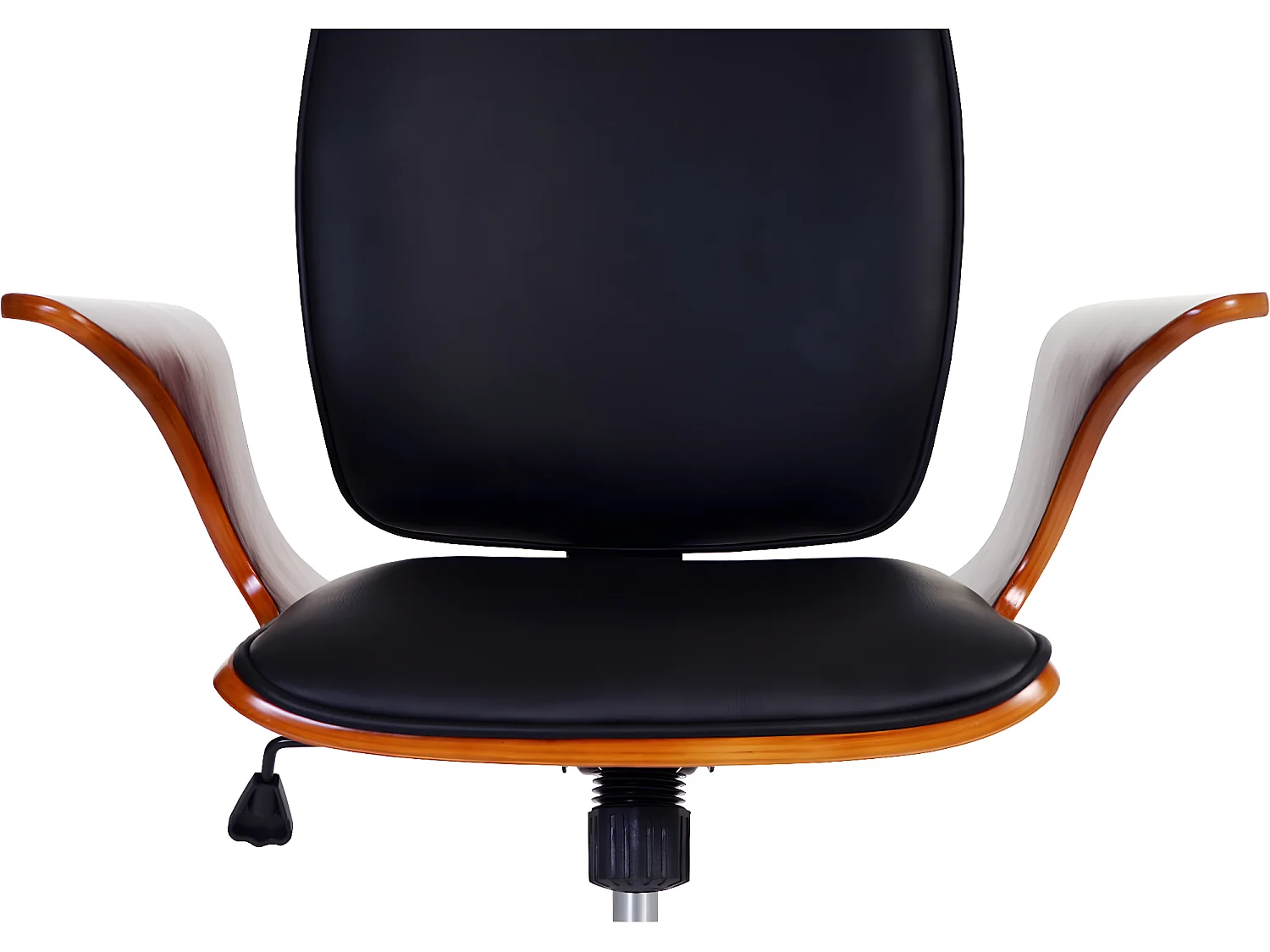 Chaise de bureau MCW-C54,  bois courbé, similicuir noir