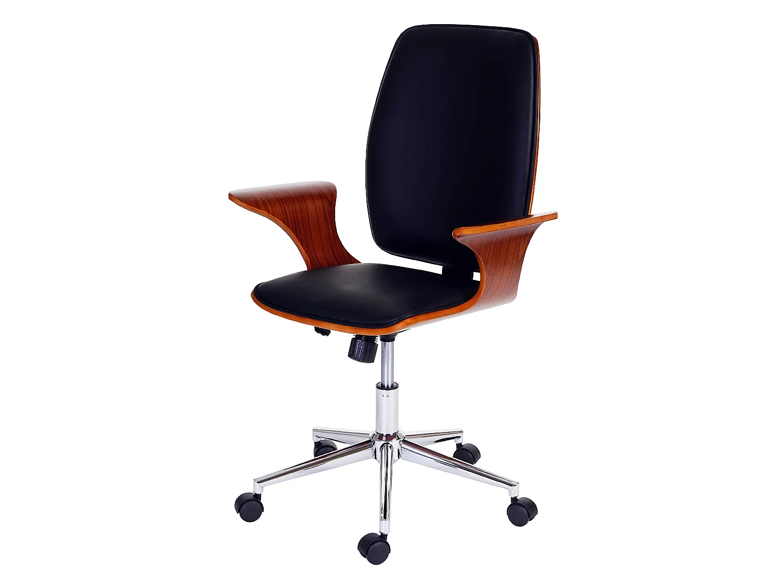 Bureaustoel MCW-C54,  walnoot look, zwarte bekleding