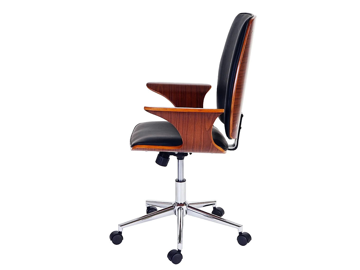 Bureaustoel MCW-C54,  walnoot look, zwarte bekleding