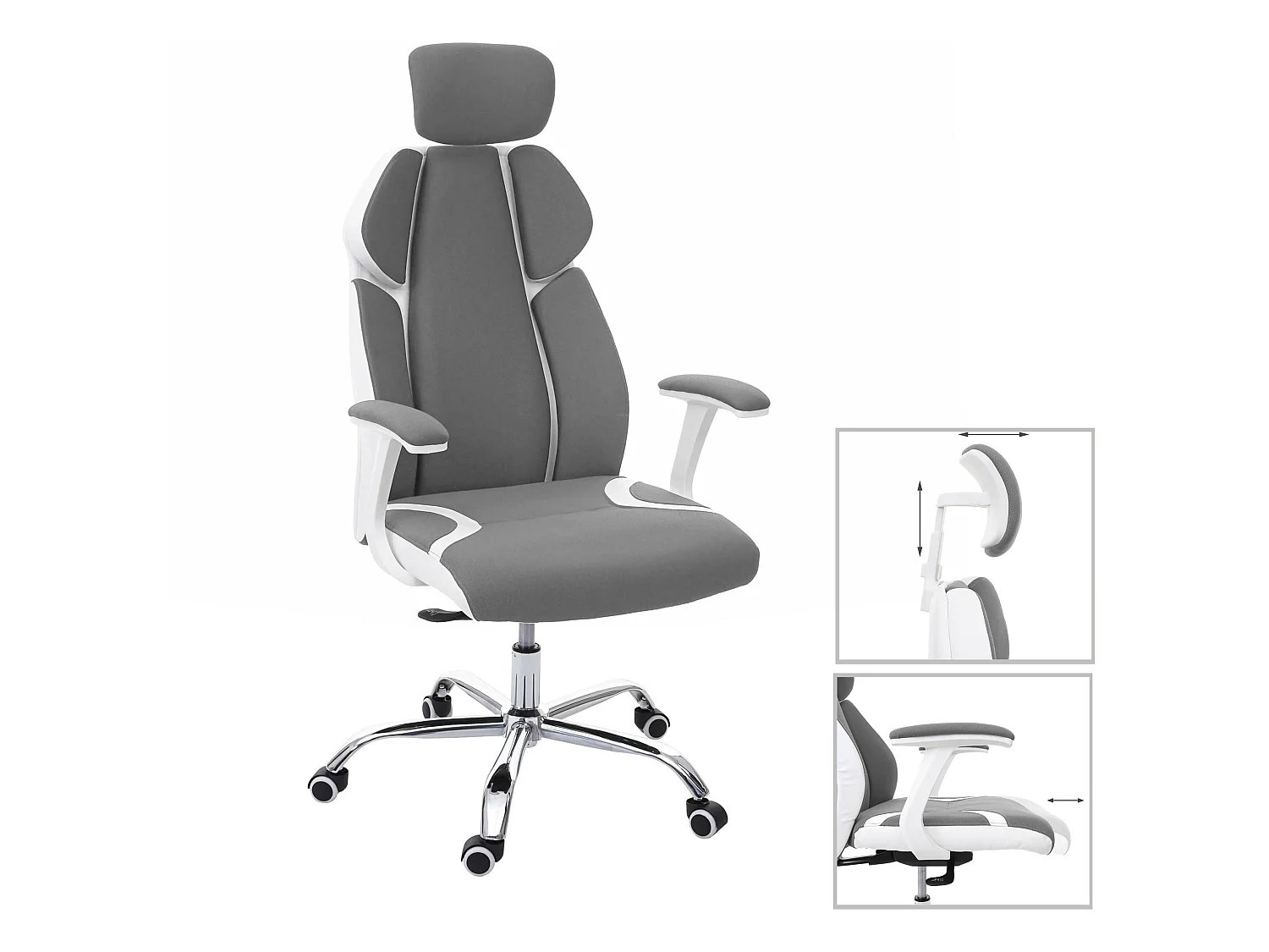 Chaise de bureau MCW-F12,  gris/blanc