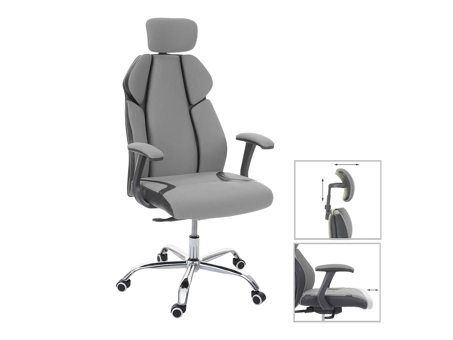 Chaise de bureau MCW-F12,  gris/noir