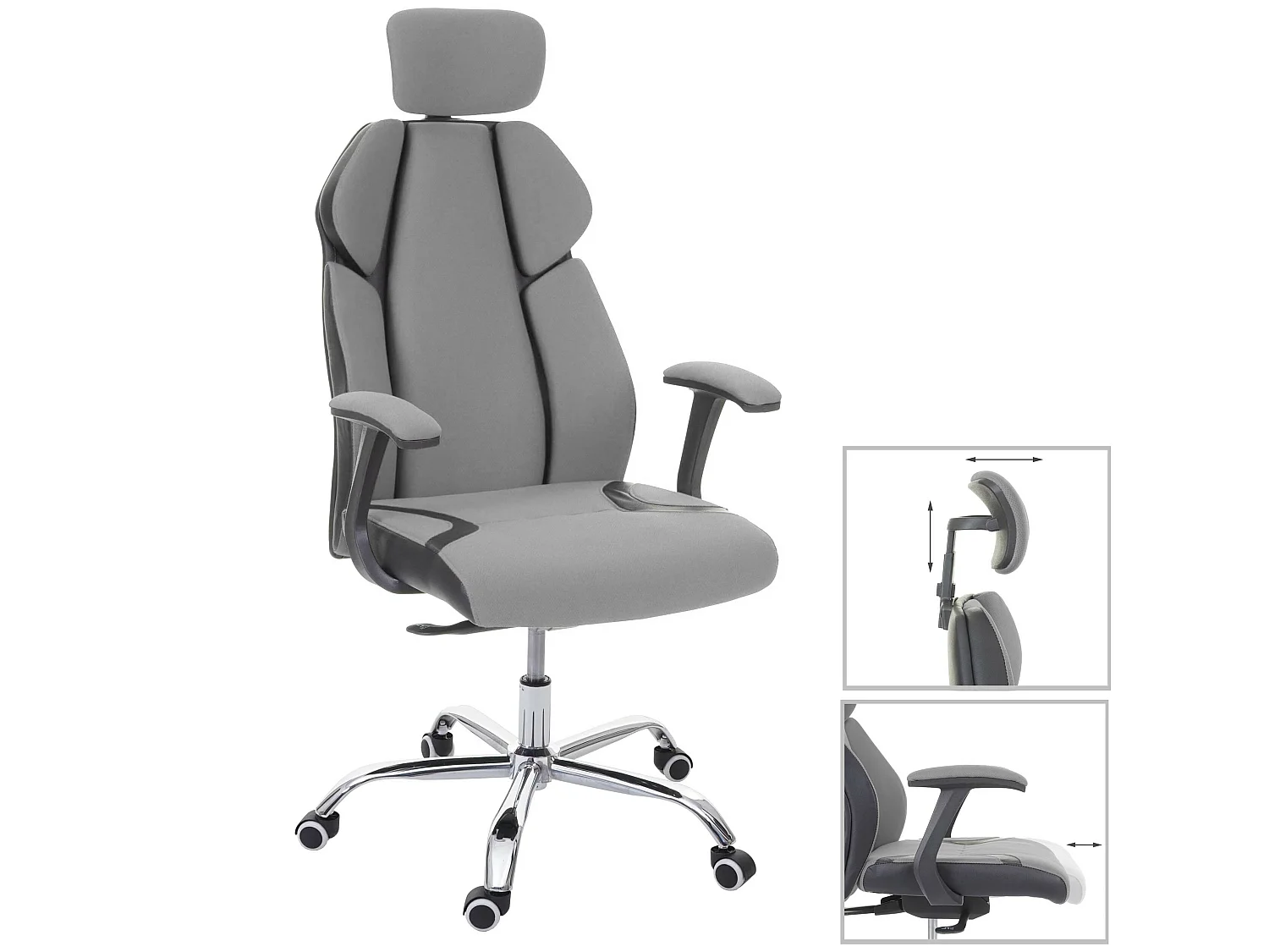 Chaise de bureau MCW-F12,  gris/noir