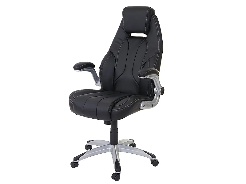 Poltrona sedia ufficio girevole regolabile MCW-A65 ecopelle design moderno nero