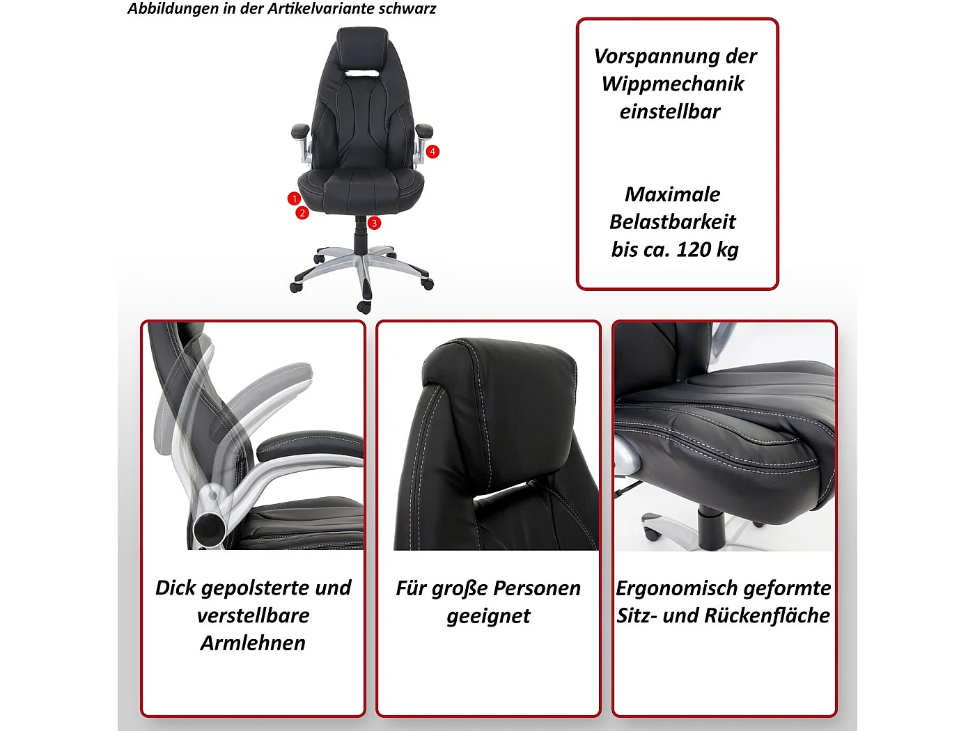Bürostuhl MCW-A65, Schwarz