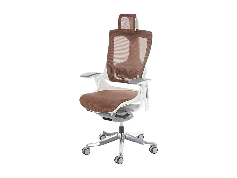 Poltrona sedia ufficio girevole regolabile MERRYFAIR Wau 2 ergonomica poggiatesta alluminio tessuto bianco terracotta