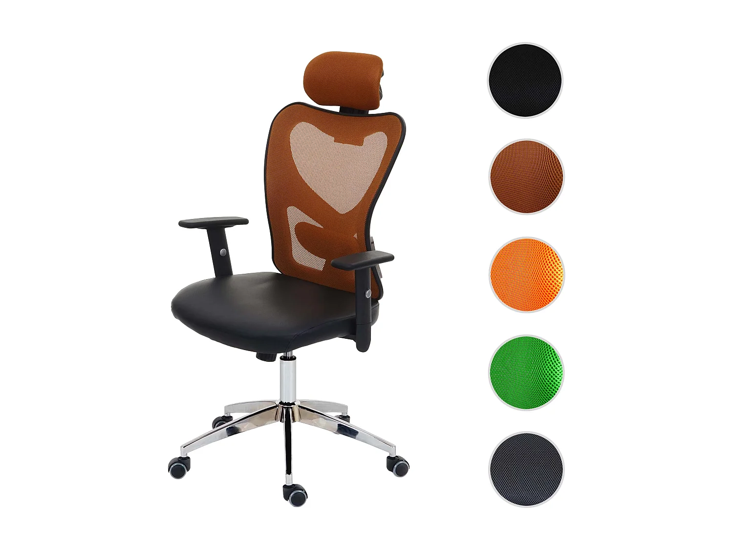 Poltrona sedia ufficio girevole regolabile T350 Atlanta ecopelle design moderno marrone