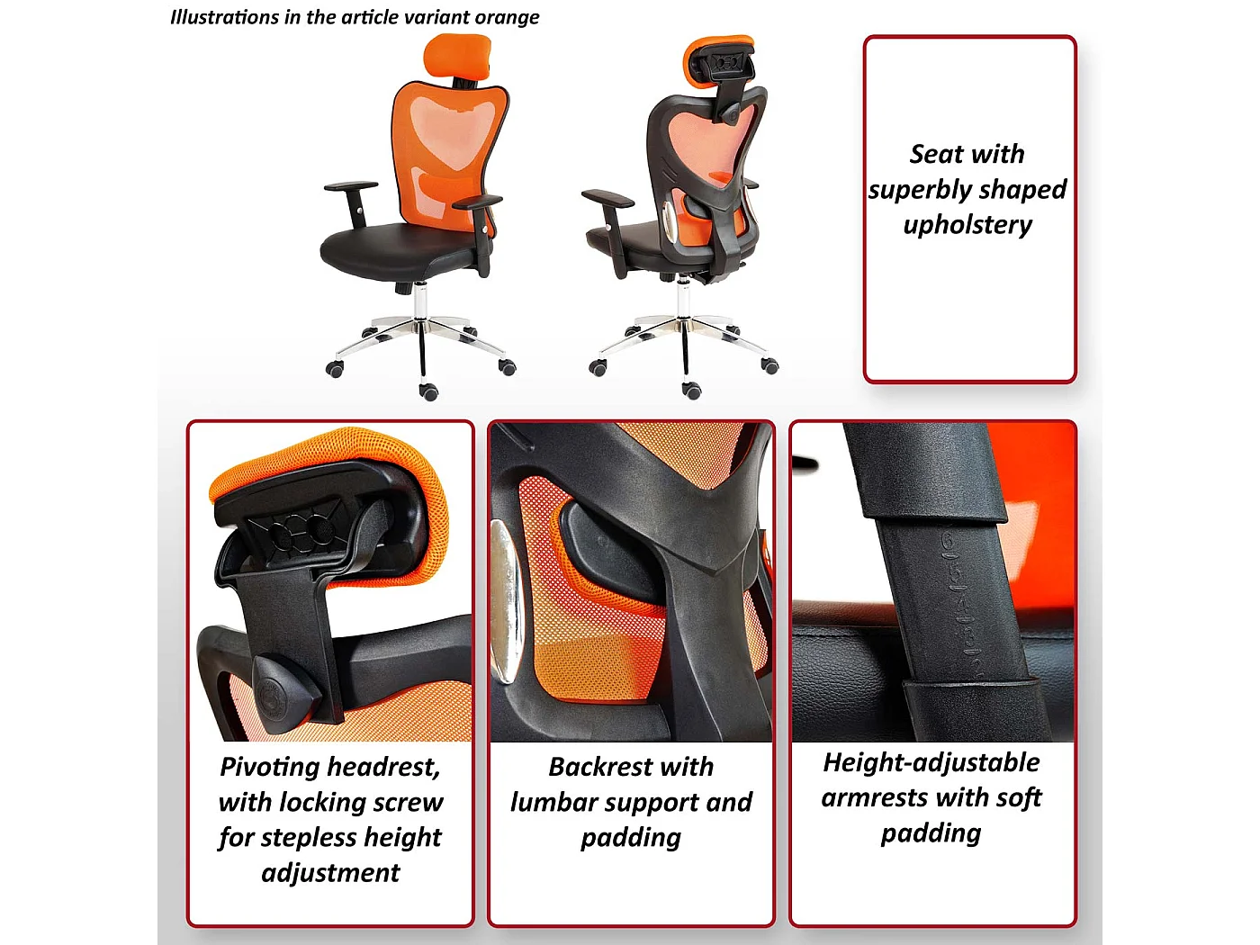 Poltrona sedia ufficio girevole regolabile T350 Atlanta ecopelle design moderno marrone