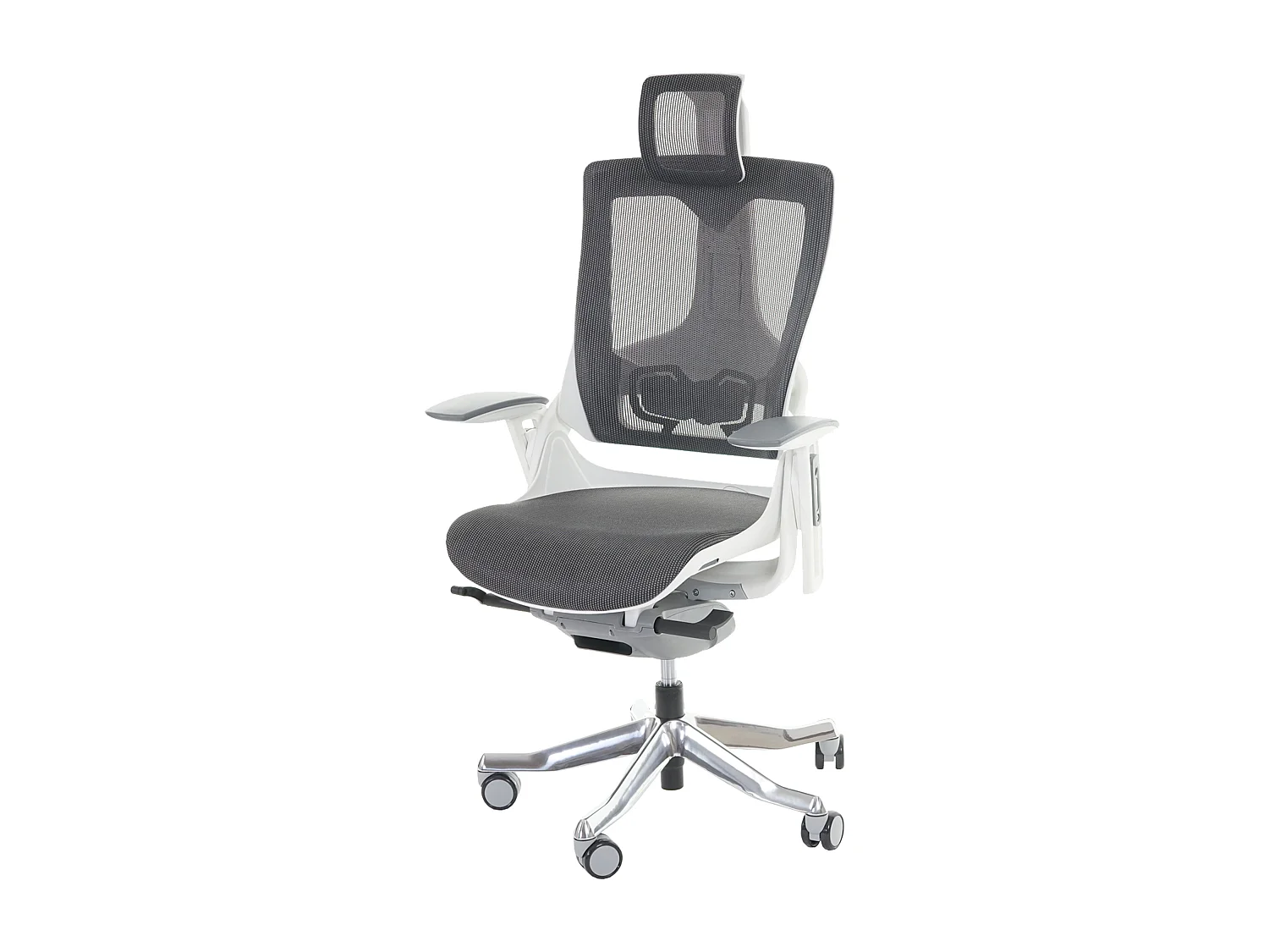 Poltrona sedia ufficio girevole regolabile MERRYFAIR Wau 2 ergonomica poggiatesta alluminio tessuto bianco nero grigio