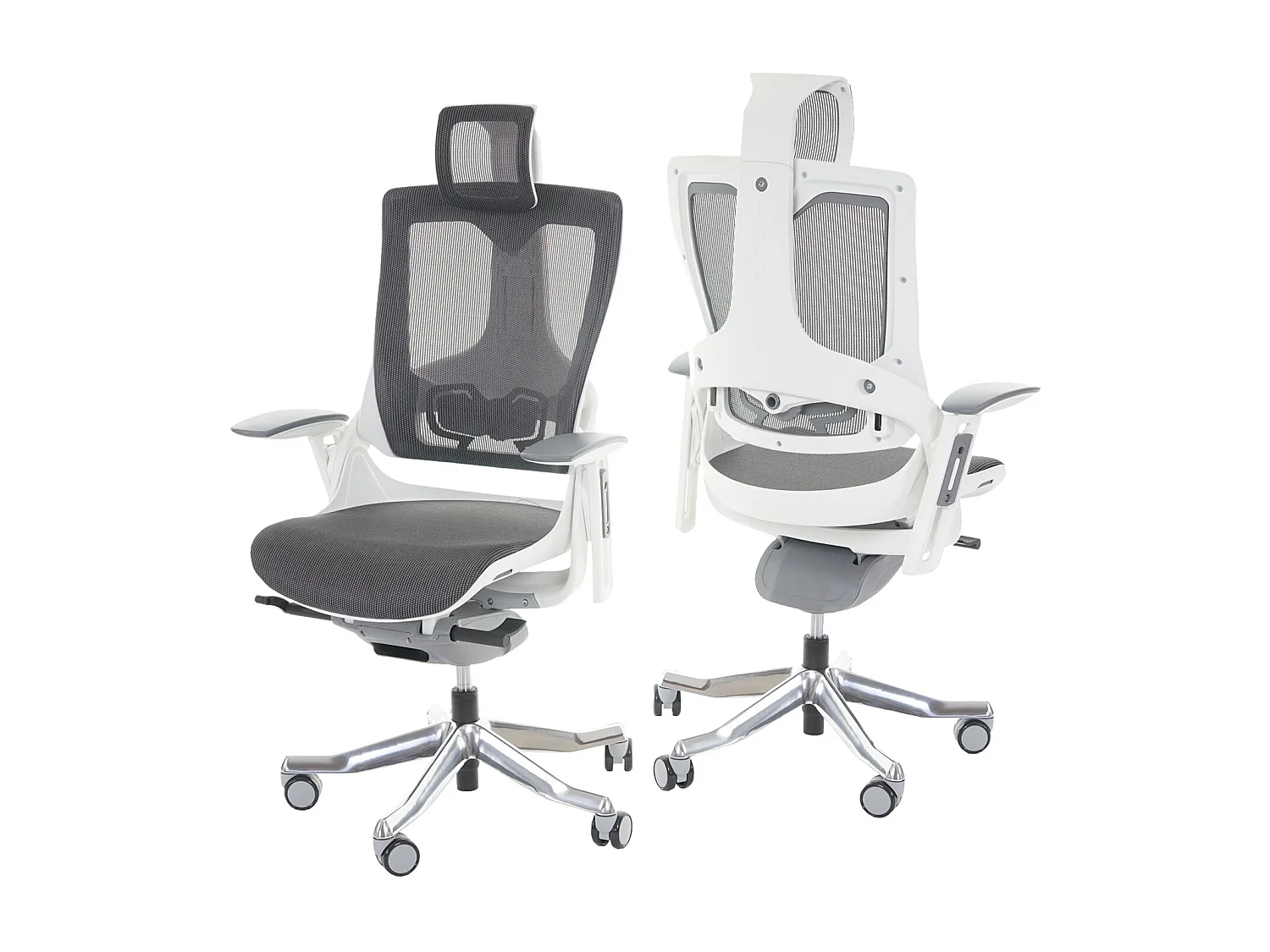 Poltrona sedia ufficio girevole regolabile MERRYFAIR Wau 2 ergonomica poggiatesta alluminio tessuto bianco nero grigio