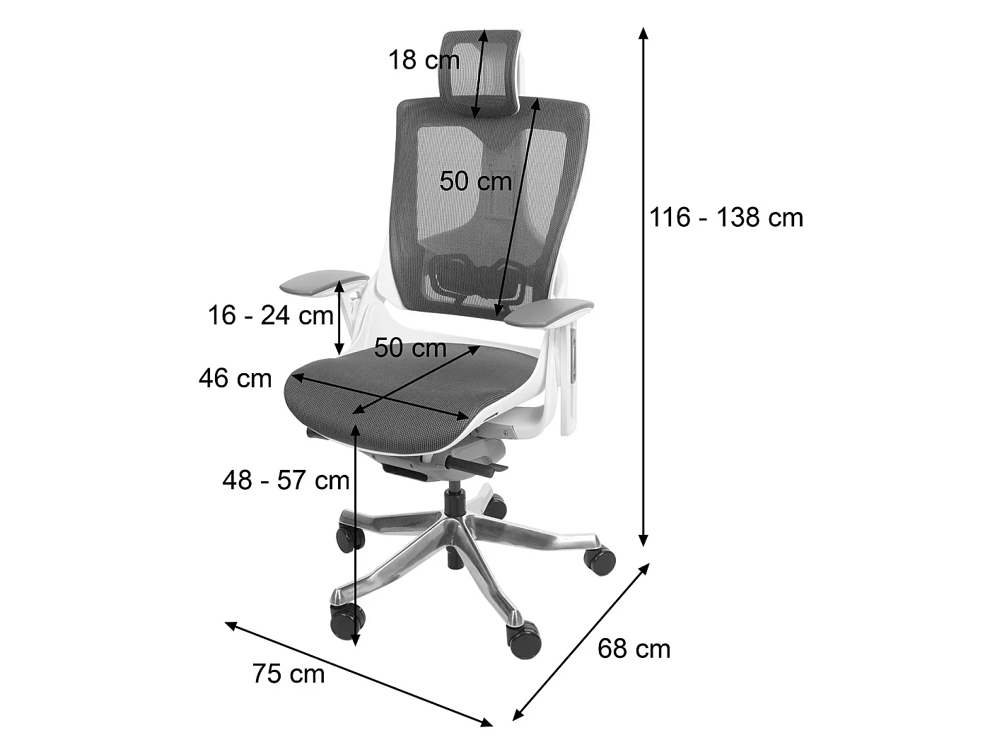 Krzesło biurowe MERRYFAIR Adelaide,  czarno-szary