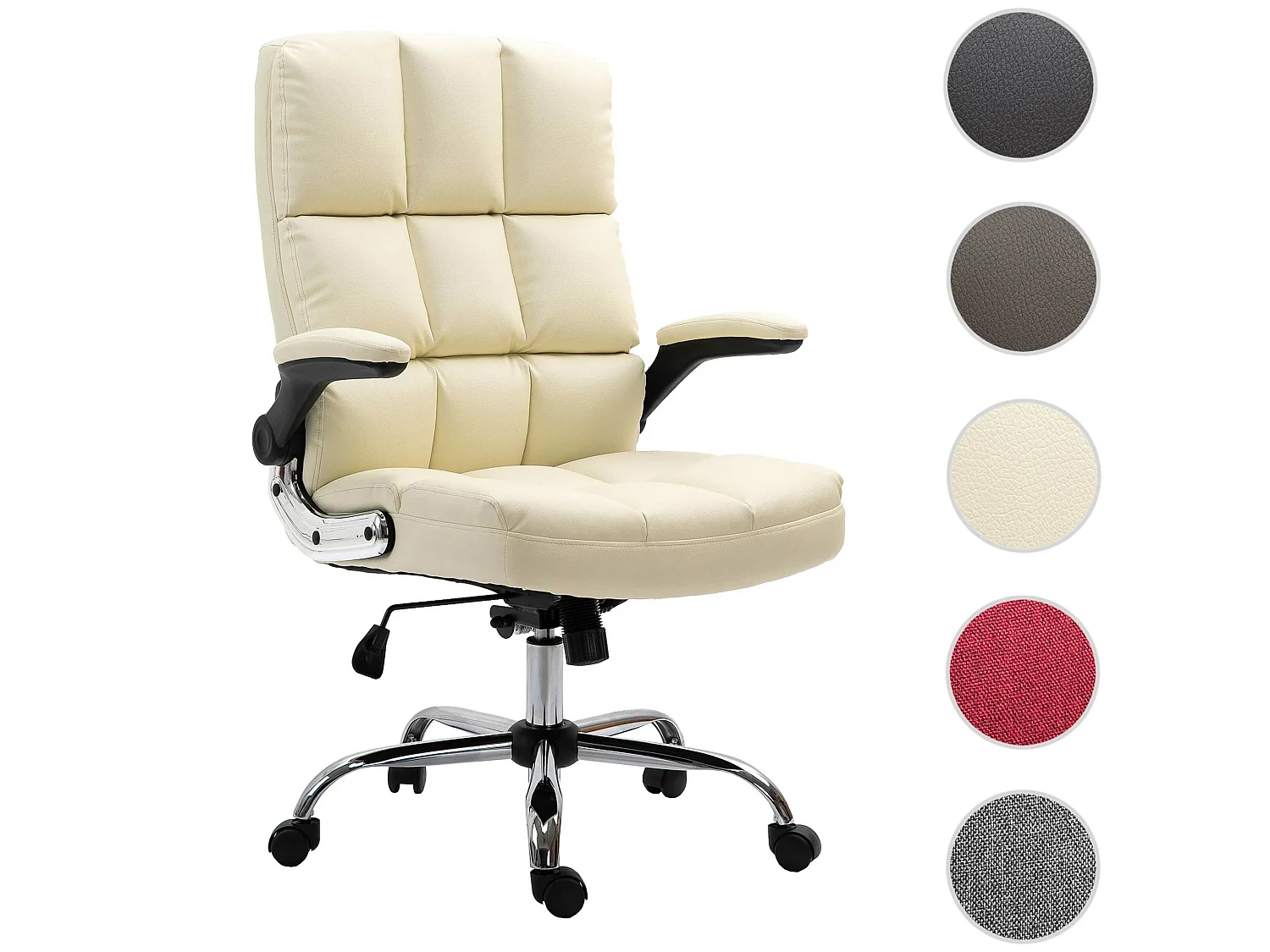 Poltrona sedia ufficio girevole regolabile MCW-J21 ergonomica ecopelle avorio