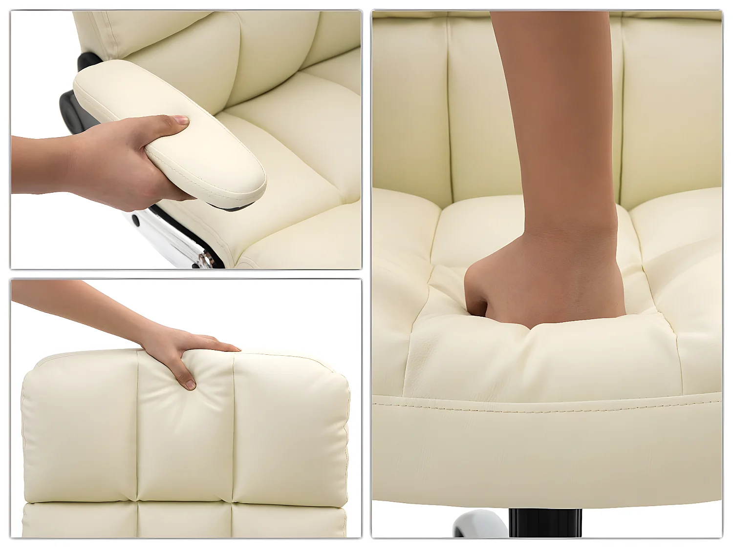 Chaise de bureau MCW-J21,  similicuir crème