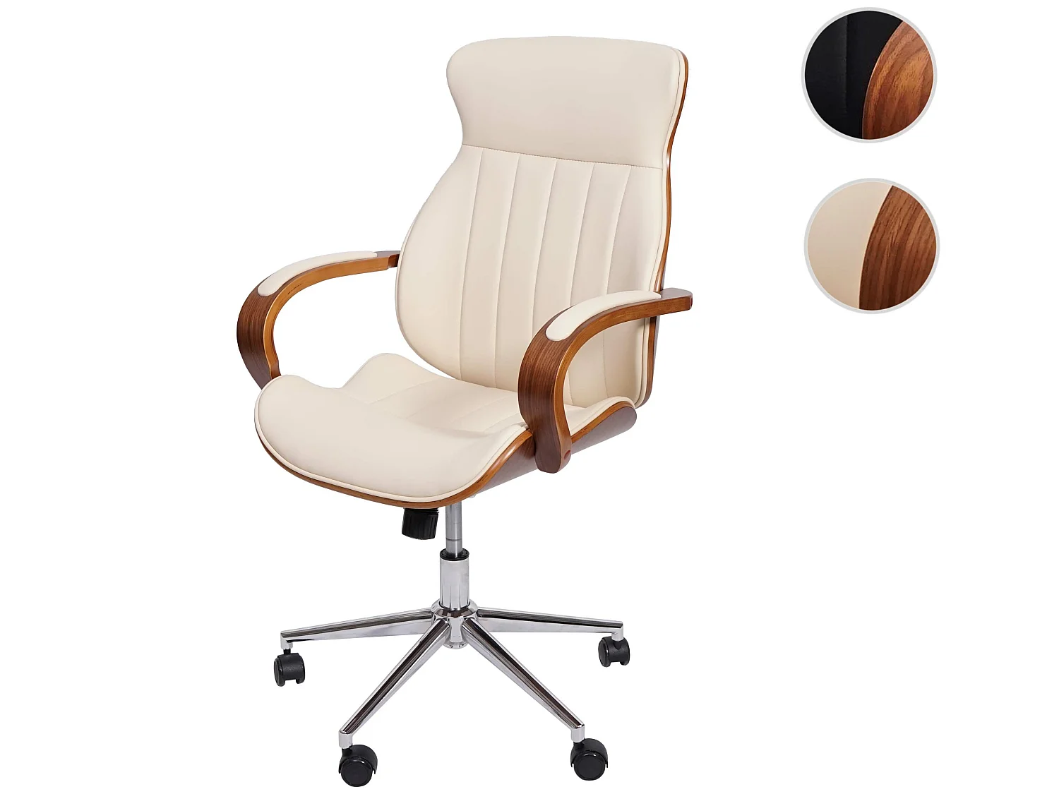 Chaise de bureau MCW-H39,  beige-crème