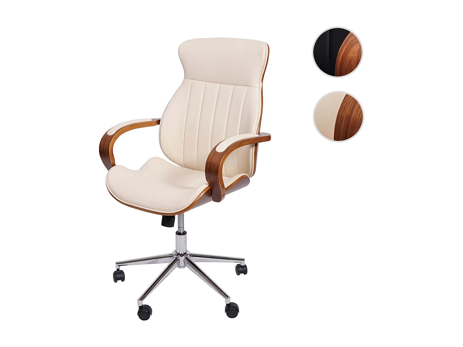 Chaise de bureau MCW-H39,  beige-crème