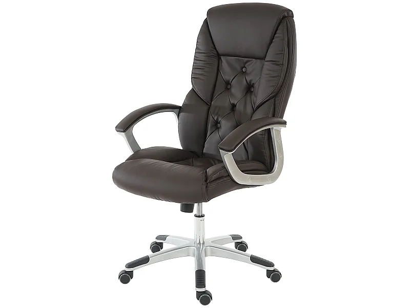 Poltrona sedia ufficio girevole regolabile L42 XXL ecopelle design moderno 77x68x116-125cm marrone