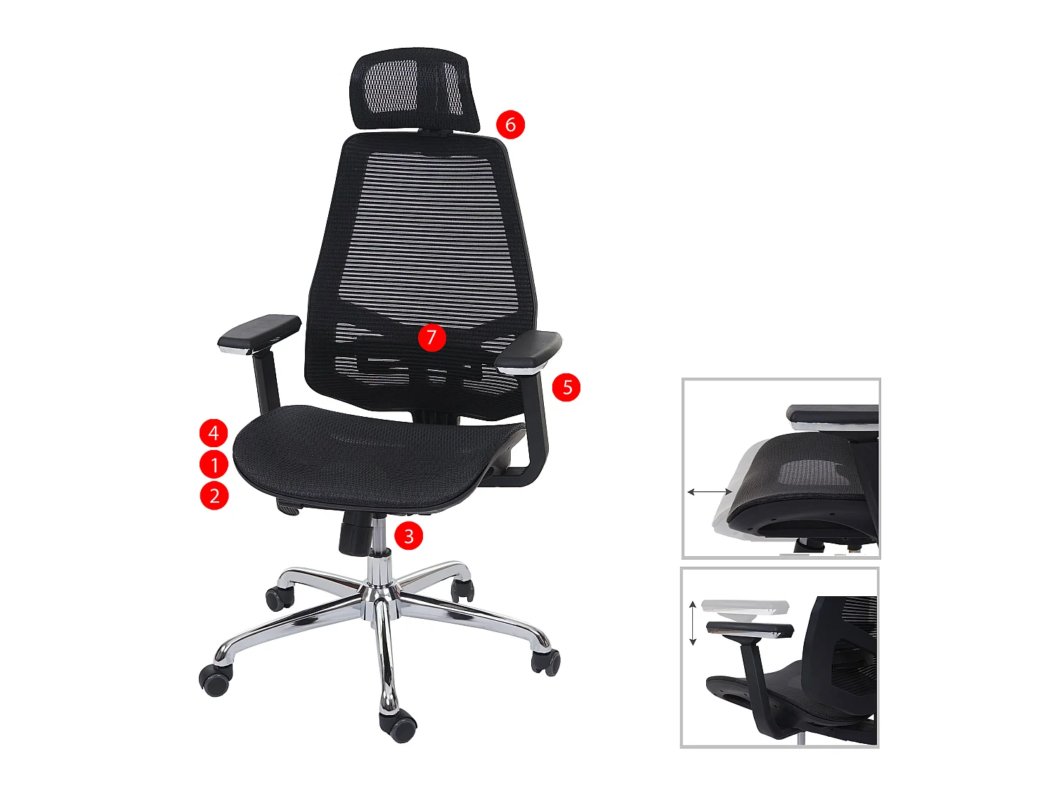Chaise de bureau MCW-A58,  noir/noir