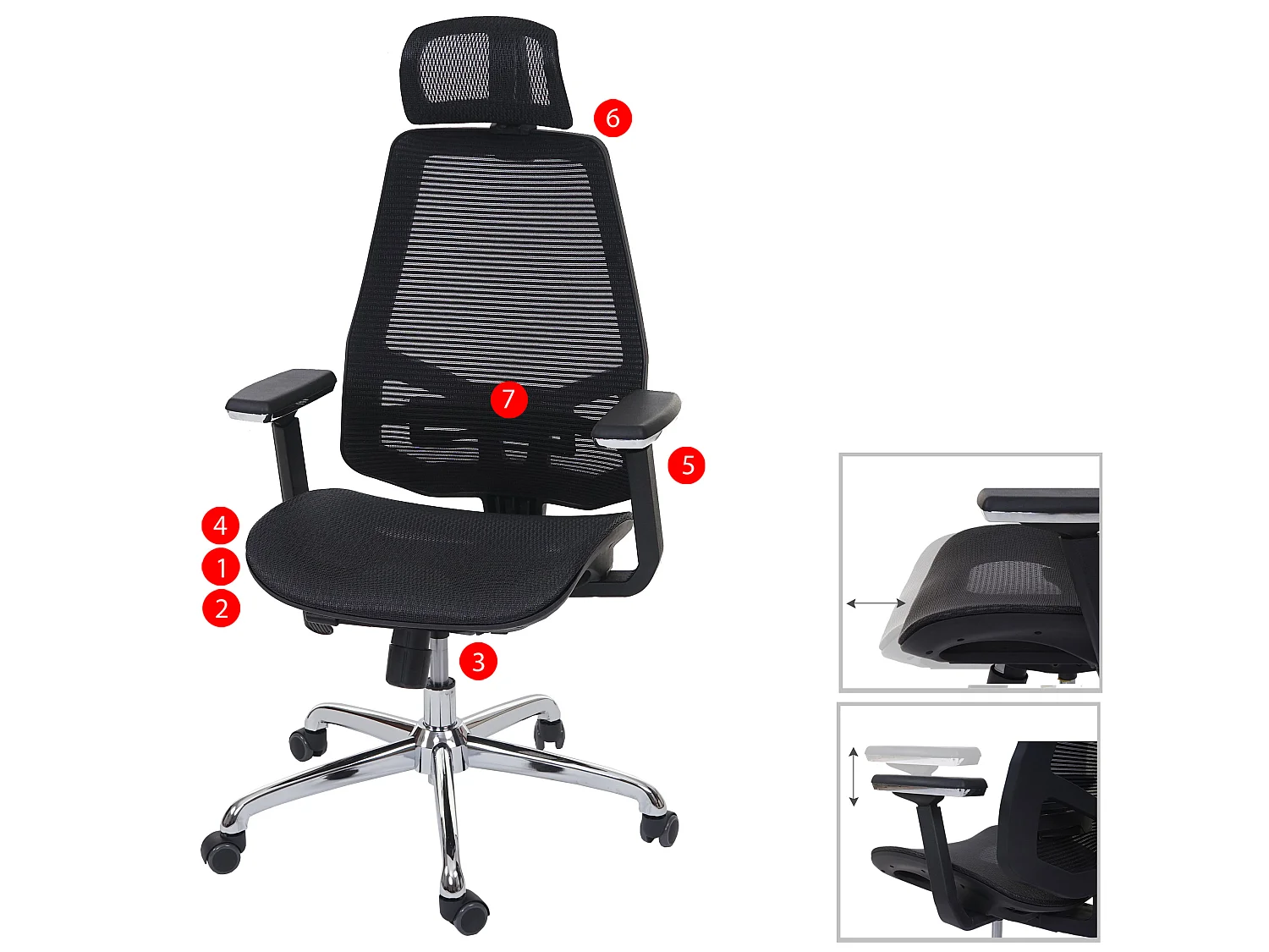 Chaise de bureau MCW-A58,  noir/noir