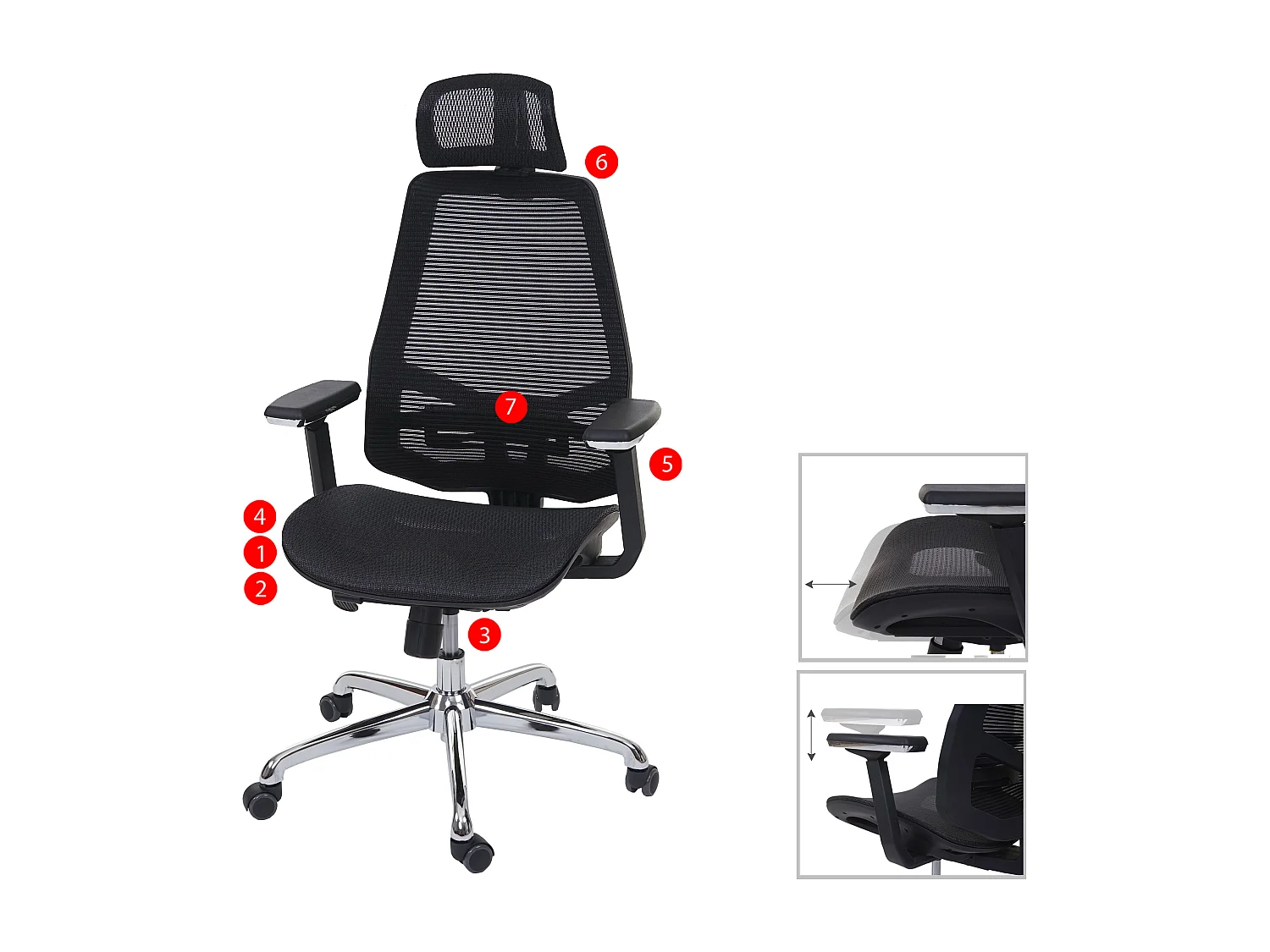 Kontorstol MCW-A58,  sort/sort