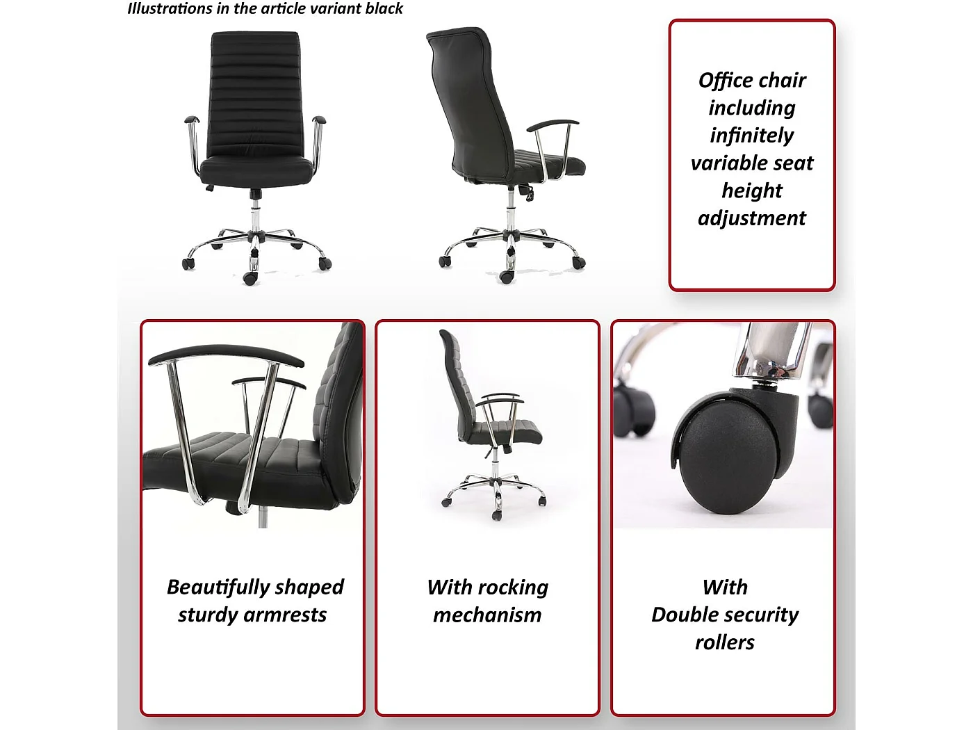 Cadeira de escritório Monastir,  preto