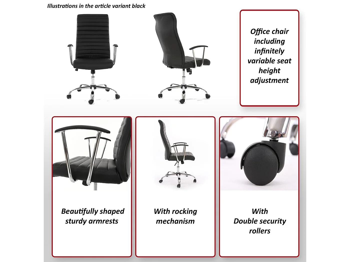 Silla de oficina Monastir,  negro