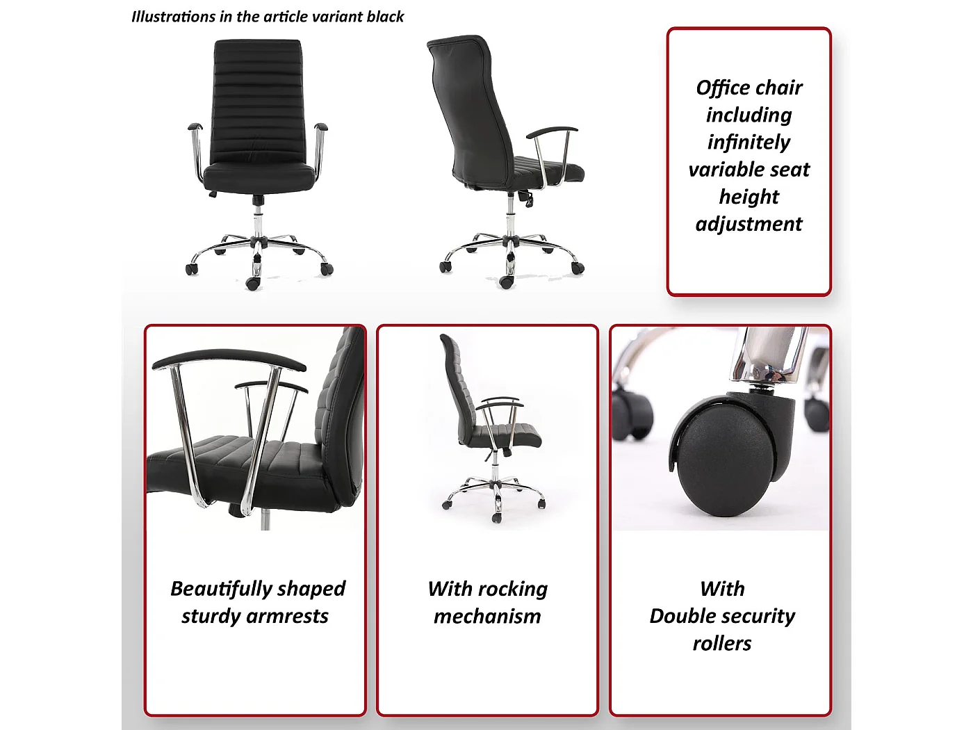 Silla de oficina Monastir,  negro