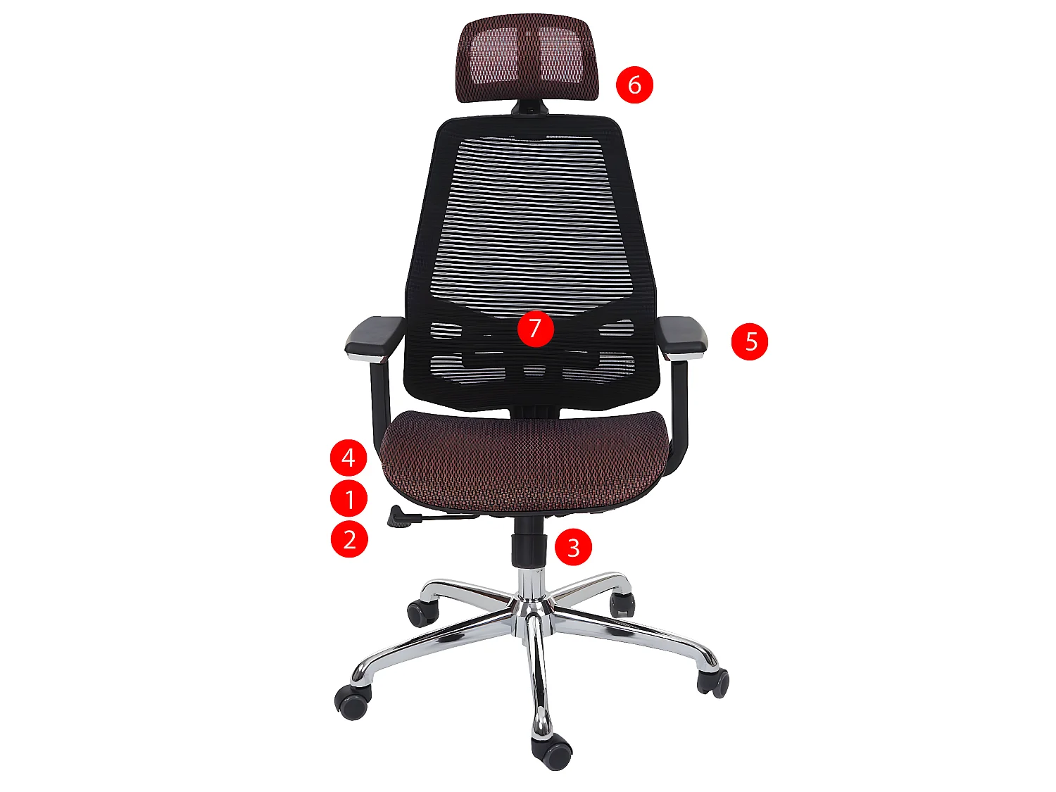 Chaise de bureau MCW-A58,  brun rouge/noir