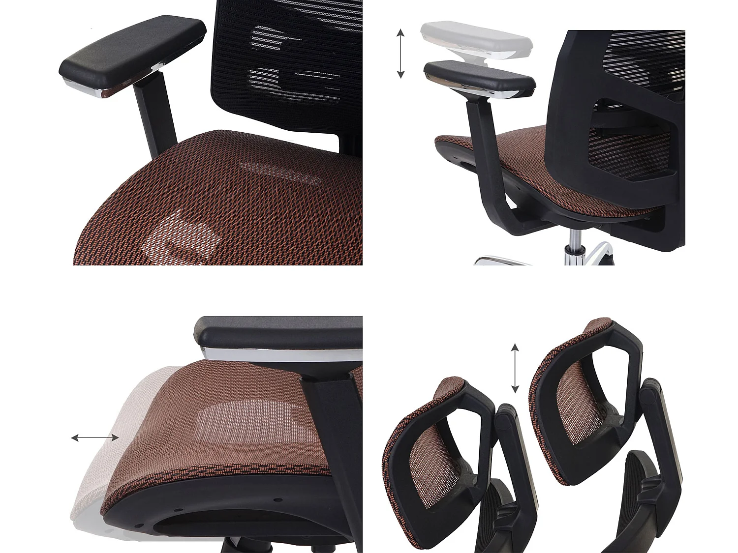 Chaise de bureau MCW-A58,  brun rouge/noir