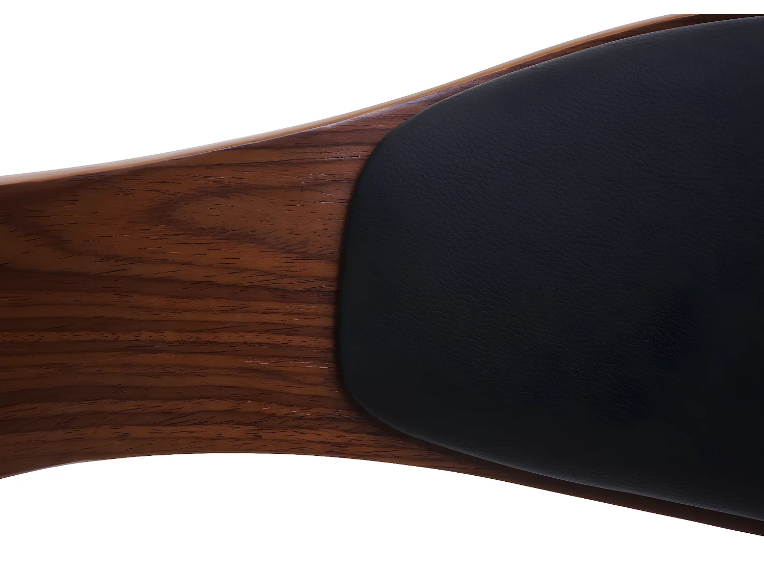 Chaise de bureau MCW-H46,  aspect noyer, cuir synthétique noir