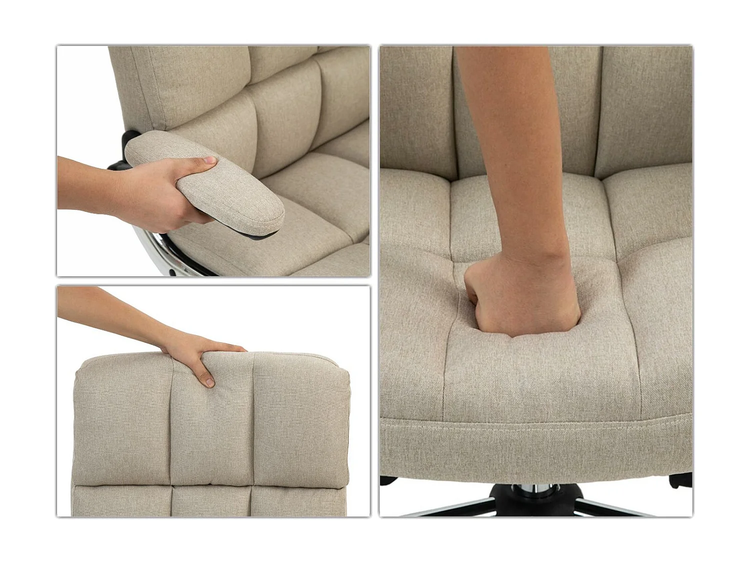 Chaise de bureau MCW-J21,  tissu/textile gris-clair