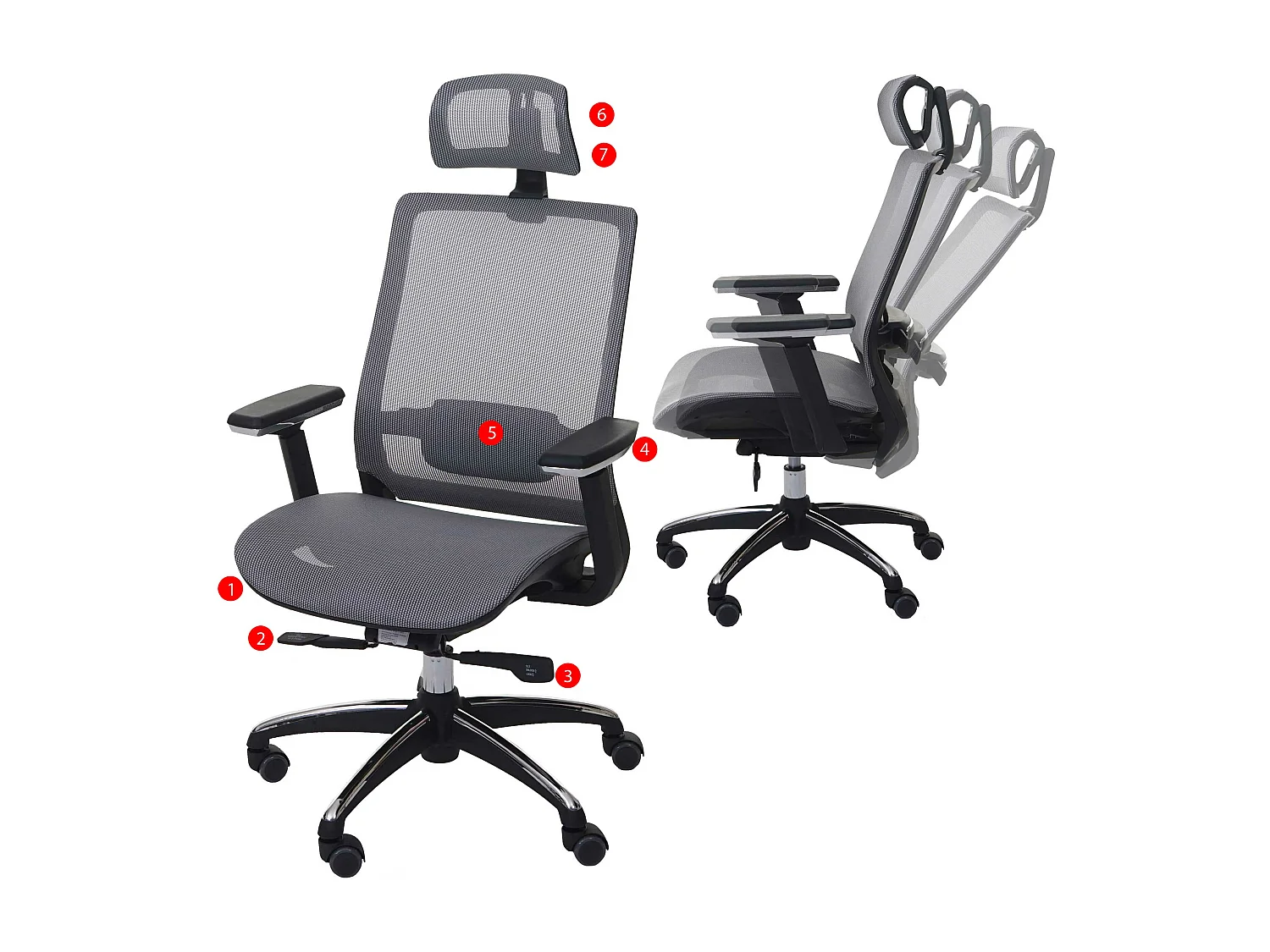 Chaise de bureau MCW-A20,  gris